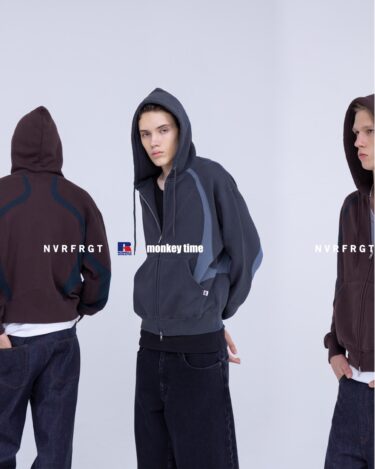 NVRFRGT × RUSSELL ATHLETIC for monkey time "パネル ジップ フーディー"が2026年 2/12 発売 (ネヴァーフォーゲット ラッセルアスレティック モンキータイム)