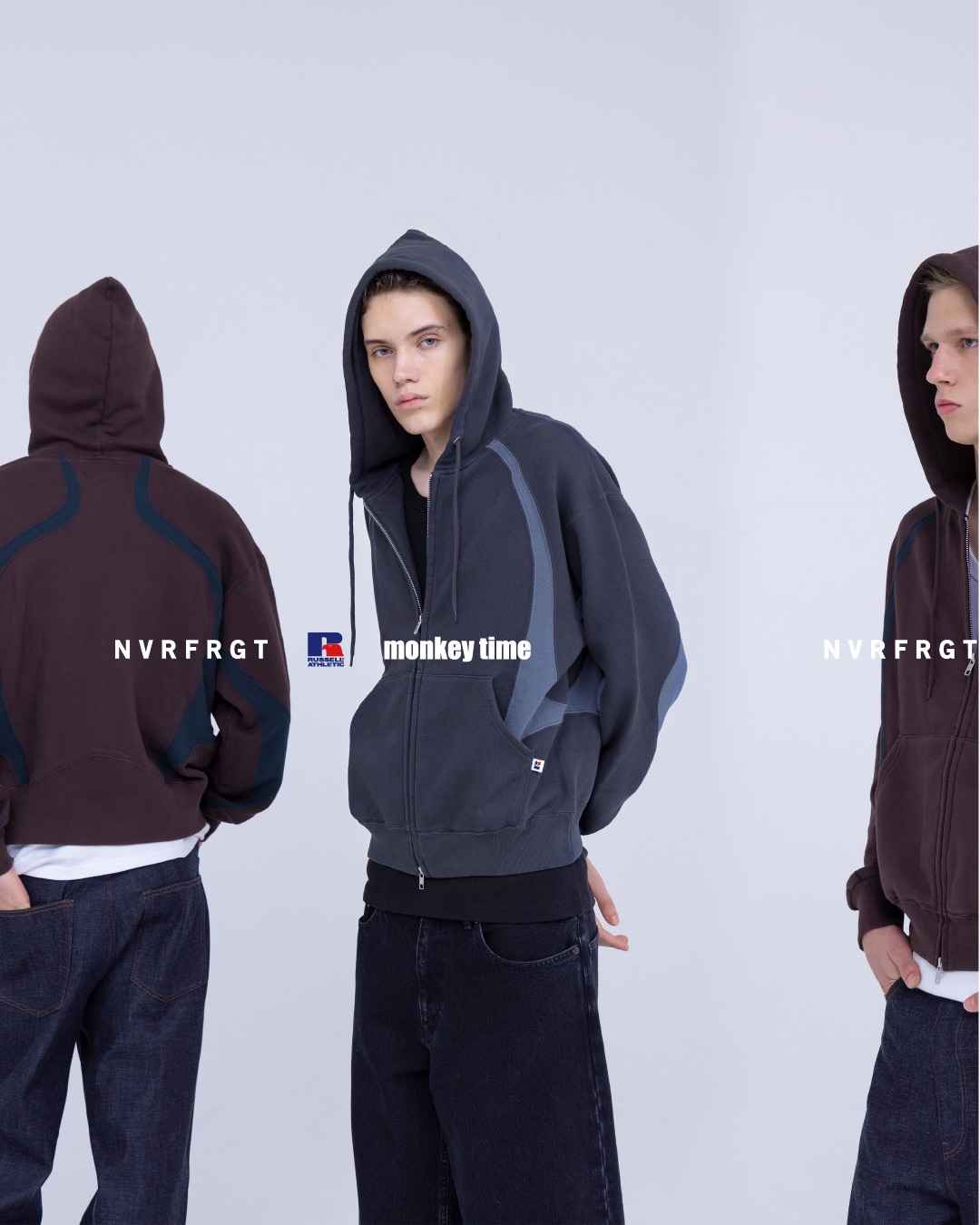 NVRFRGT × RUSSELL ATHLETIC for monkey time "パネル ジップ フーディー"が2026年 2/12 発売 (ネヴァーフォーゲット ラッセルアスレティック モンキータイム)