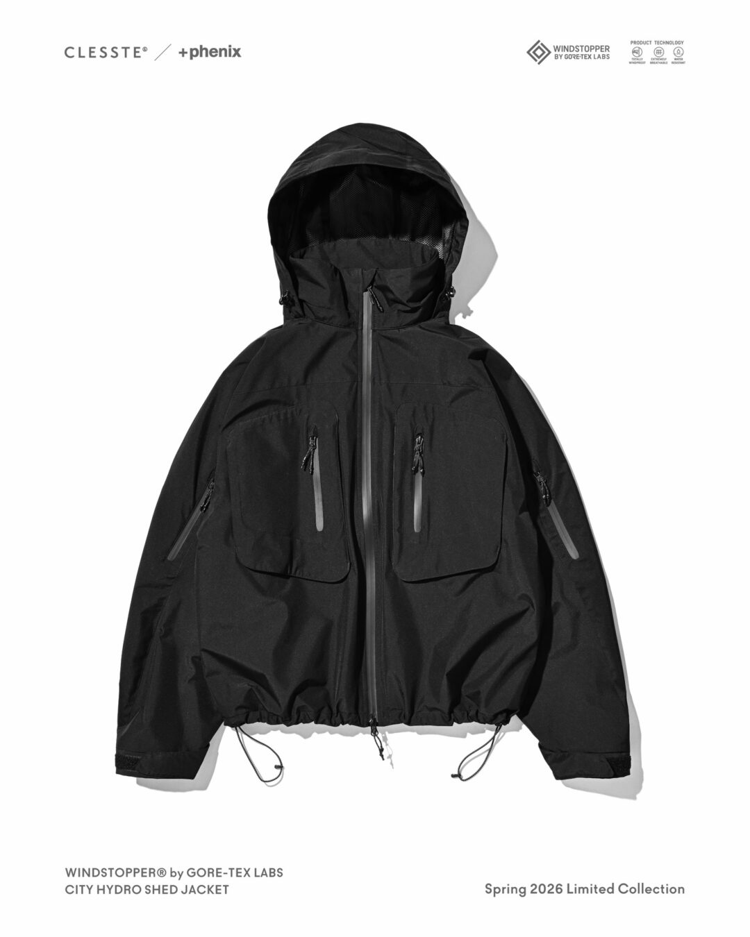 CLESSTE × Plus Phenix 2026 SS 別注 “WINDSTOPPER by GORE-TEX LABS CITY HYDRO SHED JACKET”が3/4 発売 (クレスト プラスフェニックス ゴアテックス ウィンドストッパー ジャケット)