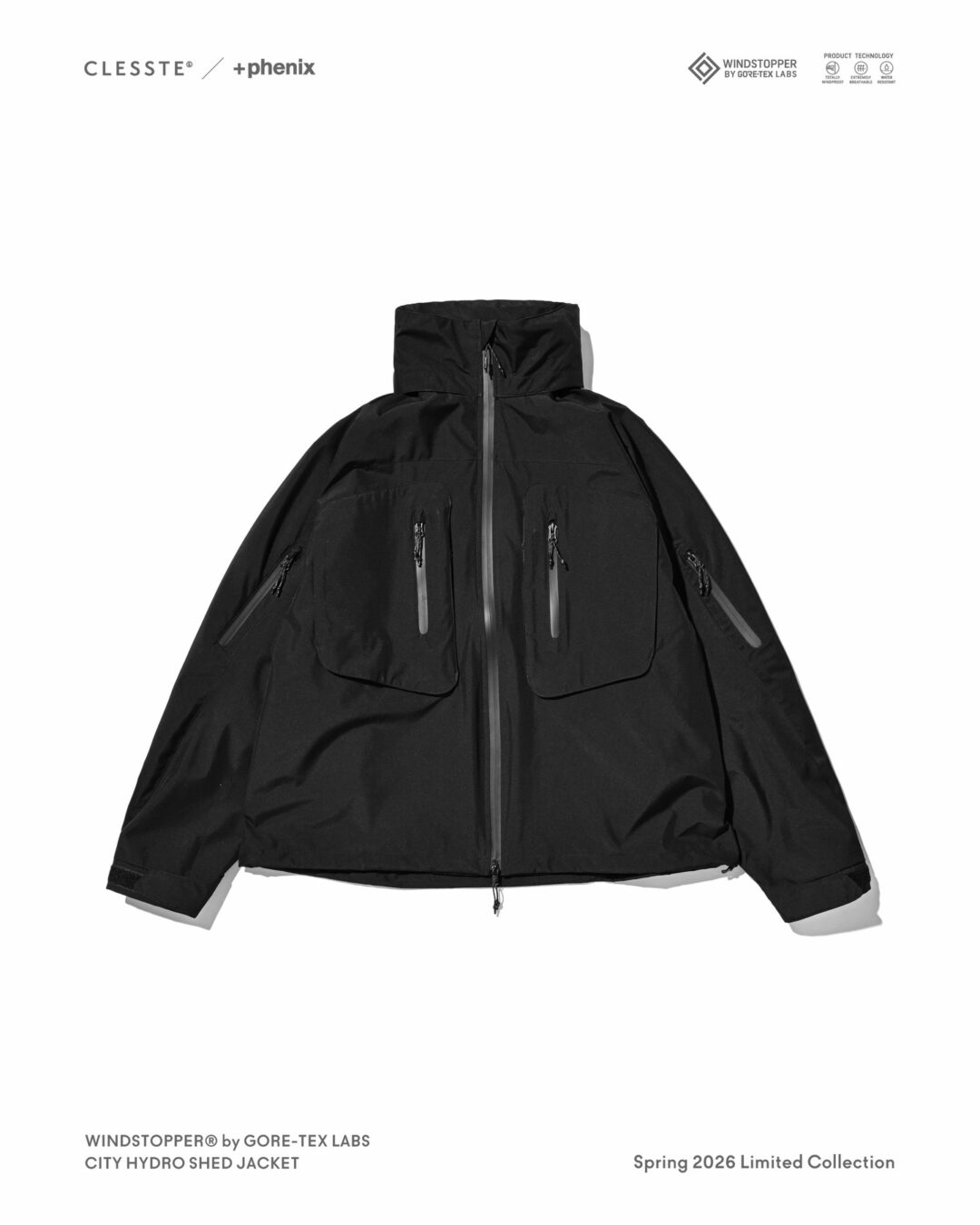 CLESSTE × Plus Phenix 2026 SS 別注 “WINDSTOPPER by GORE-TEX LABS CITY HYDRO SHED JACKET”が3/4 発売 (クレスト プラスフェニックス ゴアテックス ウィンドストッパー ジャケット)