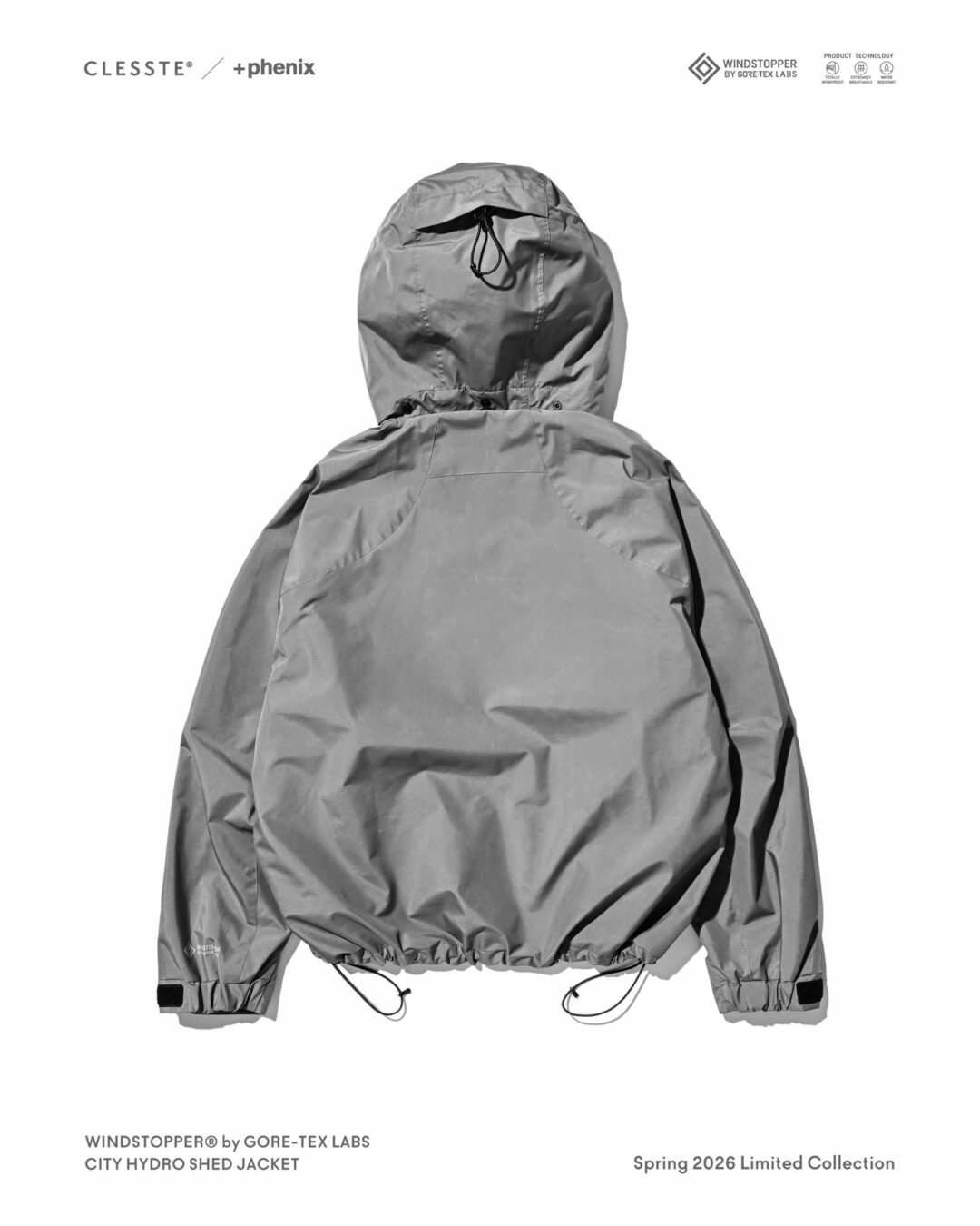 CLESSTE × Plus Phenix 2026 SS 別注 “WINDSTOPPER by GORE-TEX LABS CITY HYDRO SHED JACKET”が3/4 発売 (クレスト プラスフェニックス ゴアテックス ウィンドストッパー ジャケット)