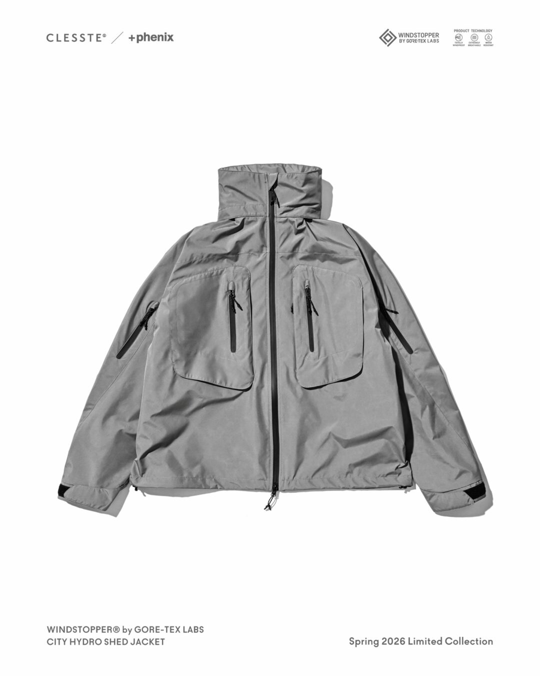 CLESSTE × Plus Phenix 2026 SS 別注 “WINDSTOPPER by GORE-TEX LABS CITY HYDRO SHED JACKET”が3/4 発売 (クレスト プラスフェニックス ゴアテックス ウィンドストッパー ジャケット)