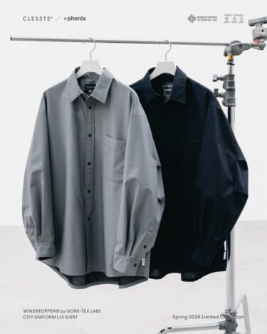 CLESSTE × Plus Phenix 2026 SS 別注 “WINDSTOPPER by GORE-TEX LABS CITY UNIFORM L/S SHIRT”が3/18 発売 (クレスト プラスフェニックス ゴアテックス ウィンドストッパー シャツ)