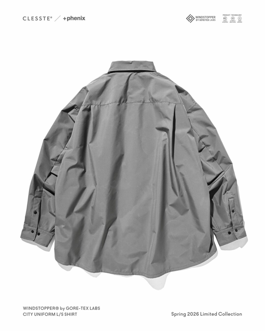 CLESSTE × Plus Phenix 2026 SS 別注 “WINDSTOPPER by GORE-TEX LABS CITY UNIFORM L/S SHIRT”が3/18 発売 (クレスト プラスフェニックス ゴアテックス ウィンドストッパー シャツ)
