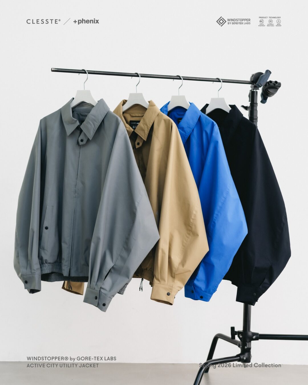 CLESSTE × Plus Phenix 2026 SS 別注 “WINDSTOPPER by GORE-TEX LABS ACTIVE CITY UTILITY JACKET”が3/25 発売 (クレスト プラスフェニックス ゴアテックス ウィンドストッパー ジャケット)