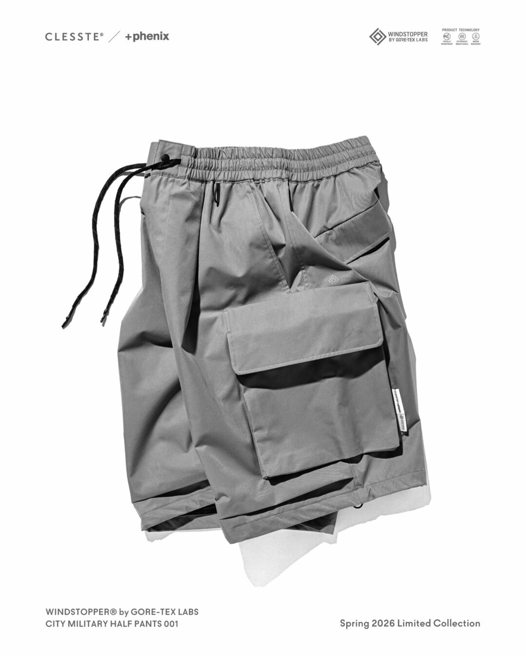 CLESSTE × Plus Phenix 2026 SS 別注 “WINDSTOPPER by GORE-TEX LABS CITY MILITARY HALF PANTS 001”が3/4 発売 (クレスト プラスフェニックス ゴアテックス ウィンドストッパー パンツ)