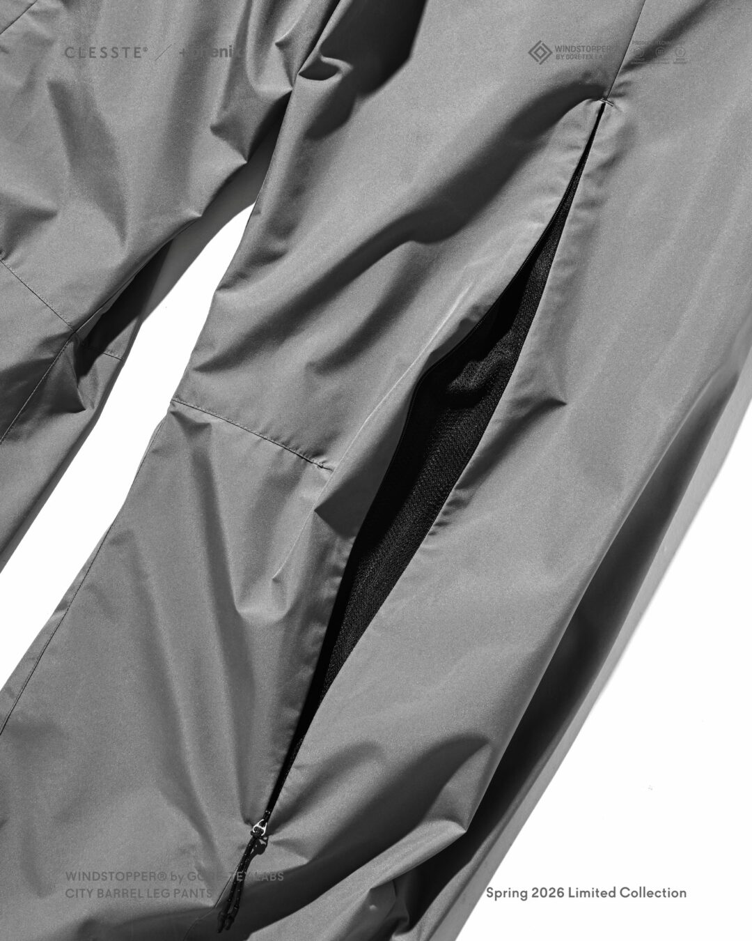 CLESSTE × Plus Phenix 2026 SS 別注 “WINDSTOPPER by GORE-TEX LABS CITY BARREL LEG PANTS”が4/1 発売 (クレスト プラスフェニックス ゴアテックス ウィンドストッパー パンツ)