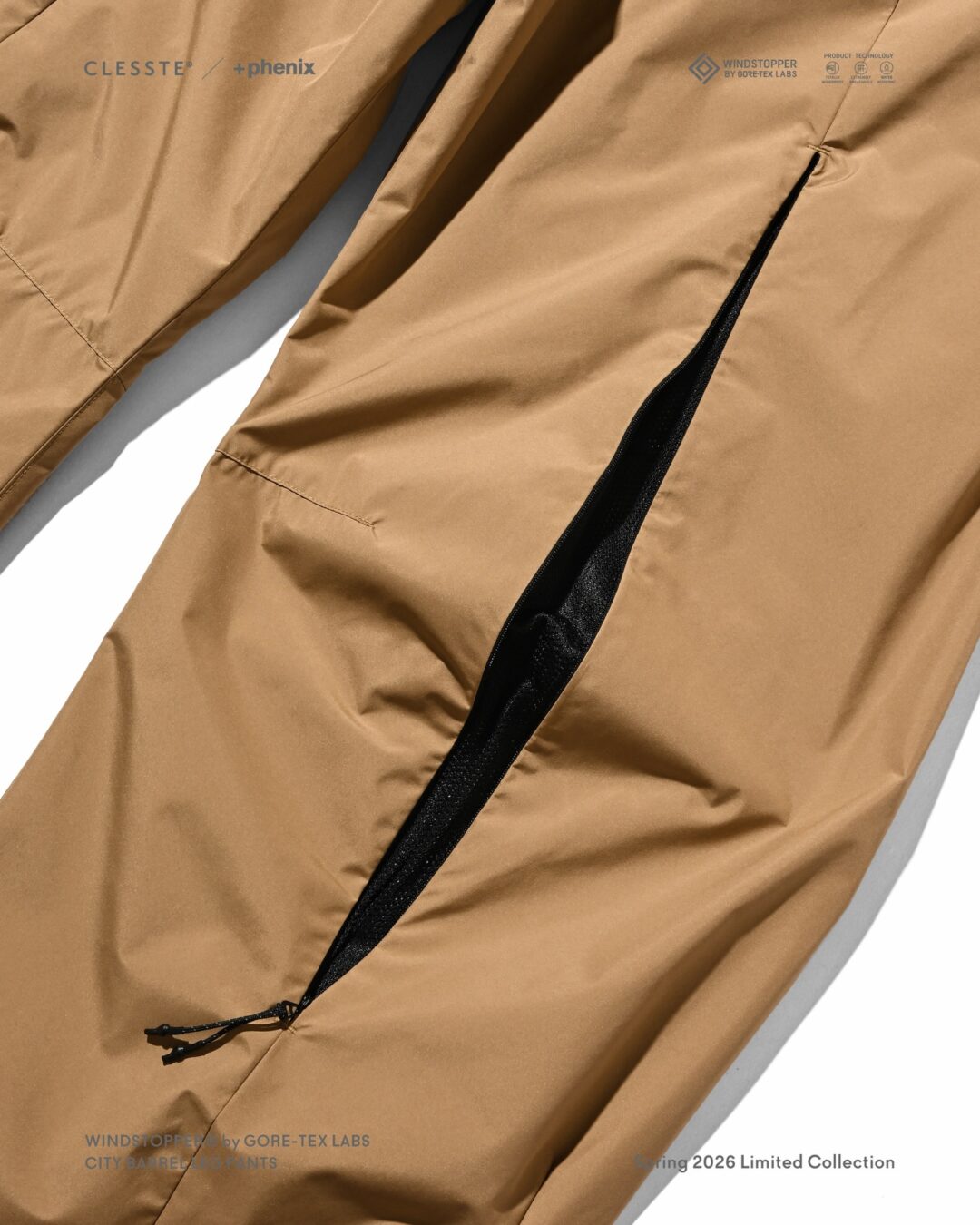 CLESSTE × Plus Phenix 2026 SS 別注 “WINDSTOPPER by GORE-TEX LABS CITY BARREL LEG PANTS”が4/1 発売 (クレスト プラスフェニックス ゴアテックス ウィンドストッパー パンツ)