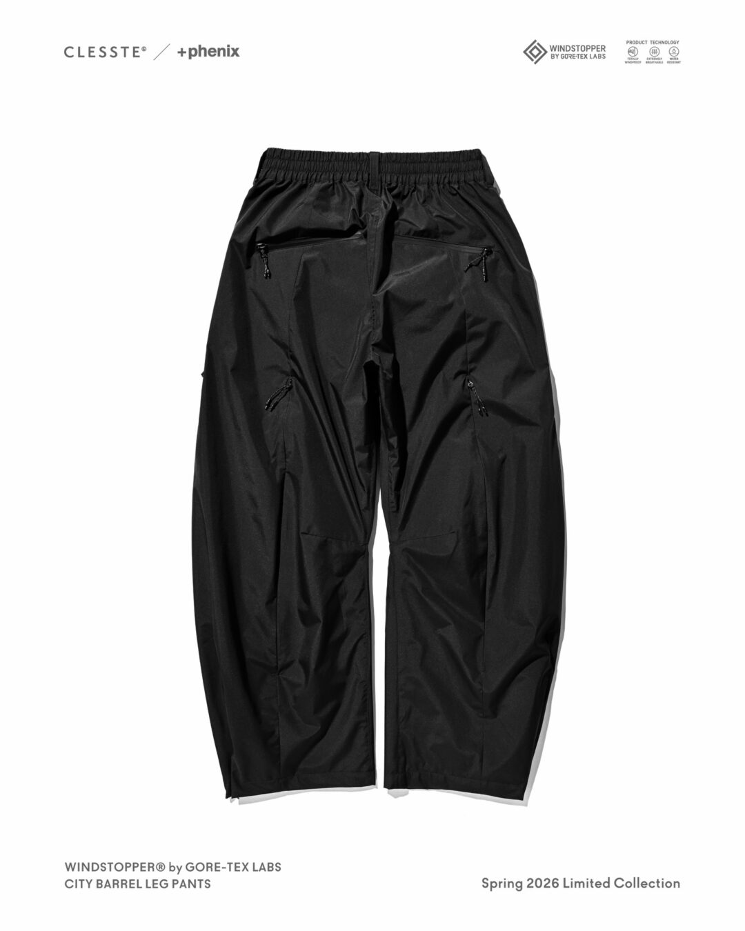 CLESSTE × Plus Phenix 2026 SS 別注 “WINDSTOPPER by GORE-TEX LABS CITY BARREL LEG PANTS”が4/1 発売 (クレスト プラスフェニックス ゴアテックス ウィンドストッパー パンツ)