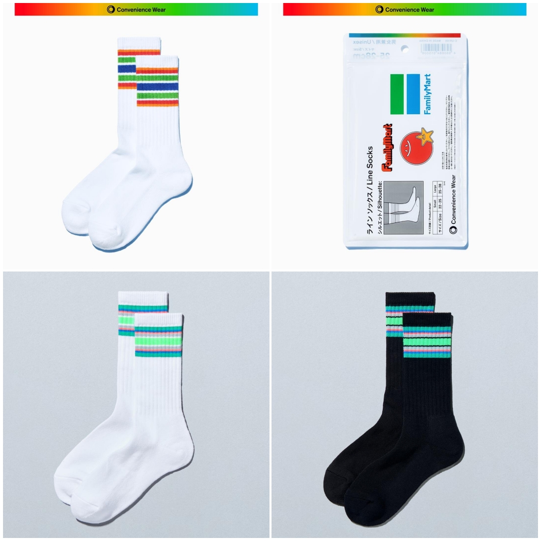 ァミマ コンビニエンスウェア「45周年記念カラー & シーズンカラー ラインソックス」が3/6 発売 (FACETASM/落合宏理氏 共同開発のコンビニウェア)