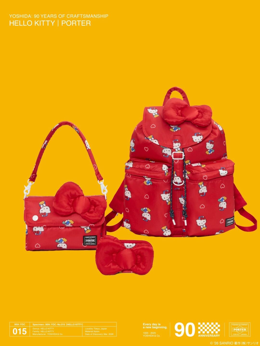 PORTER × HELLO KITTY 創業90周年記念コラボが20265年 3/28 発売 (ポーター ハローキティ YOSHIDA & Co. 90th Anniversary Project 015)