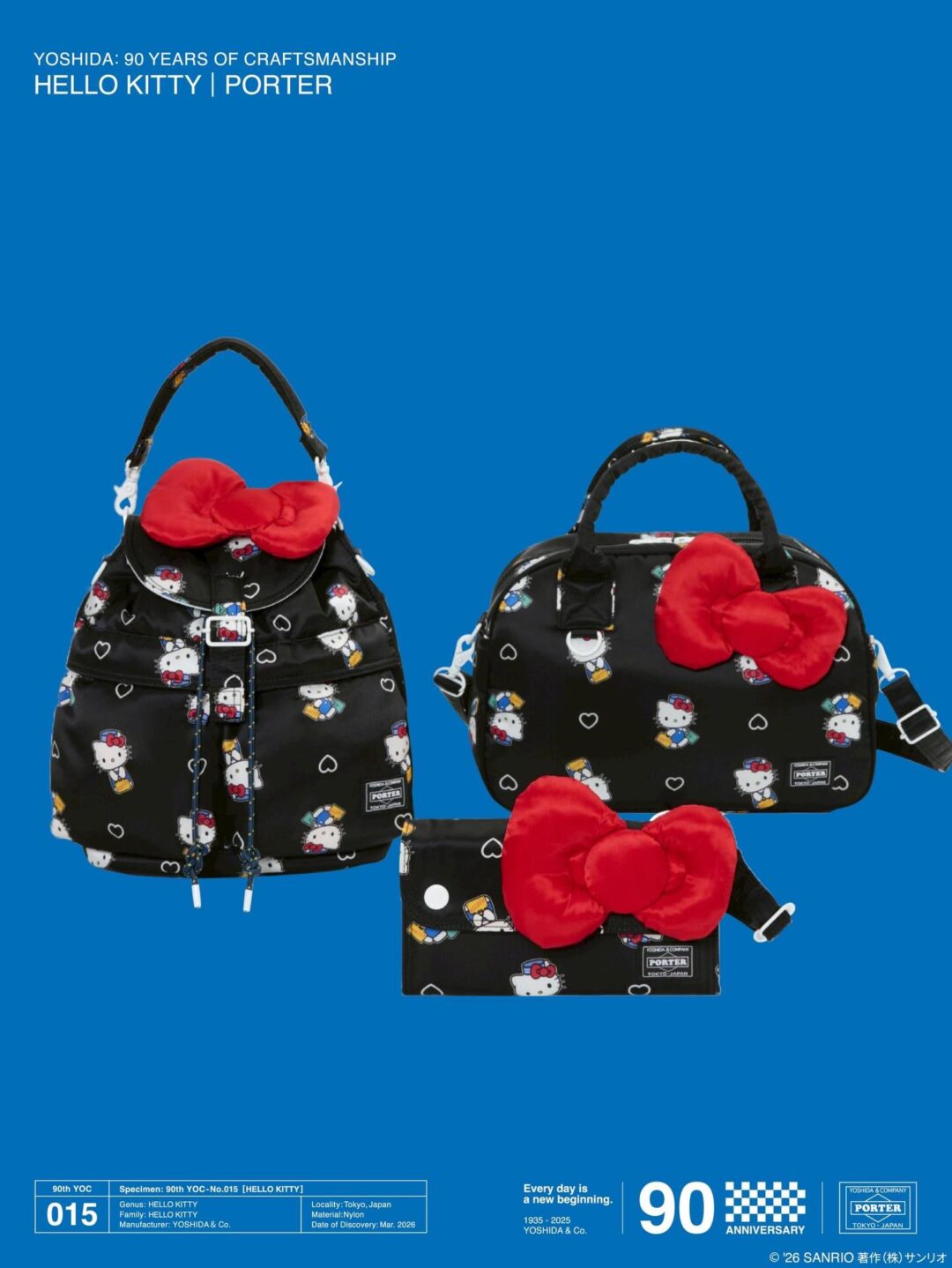 PORTER × HELLO KITTY 創業90周年記念コラボが20265年 3/28 発売 (ポーター ハローキティ YOSHIDA & Co. 90th Anniversary Project 015)