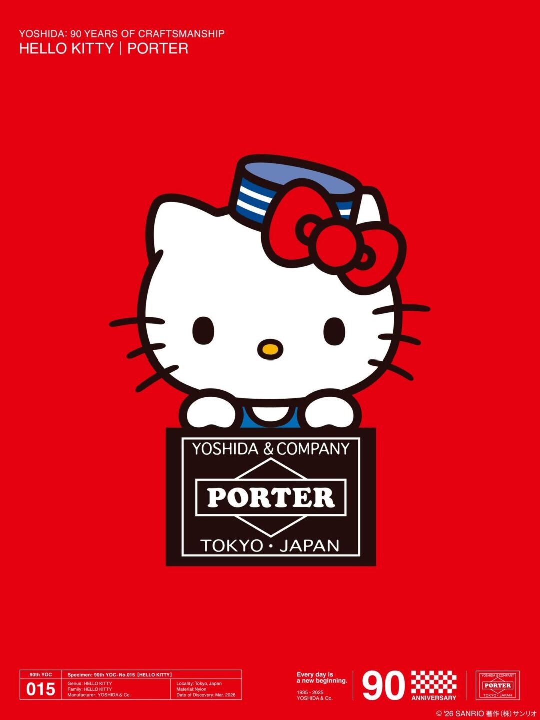PORTER × HELLO KITTY 創業90周年記念コラボが20265年 3/28 発売 (ポーター ハローキティ YOSHIDA & Co. 90th Anniversary Project 015)