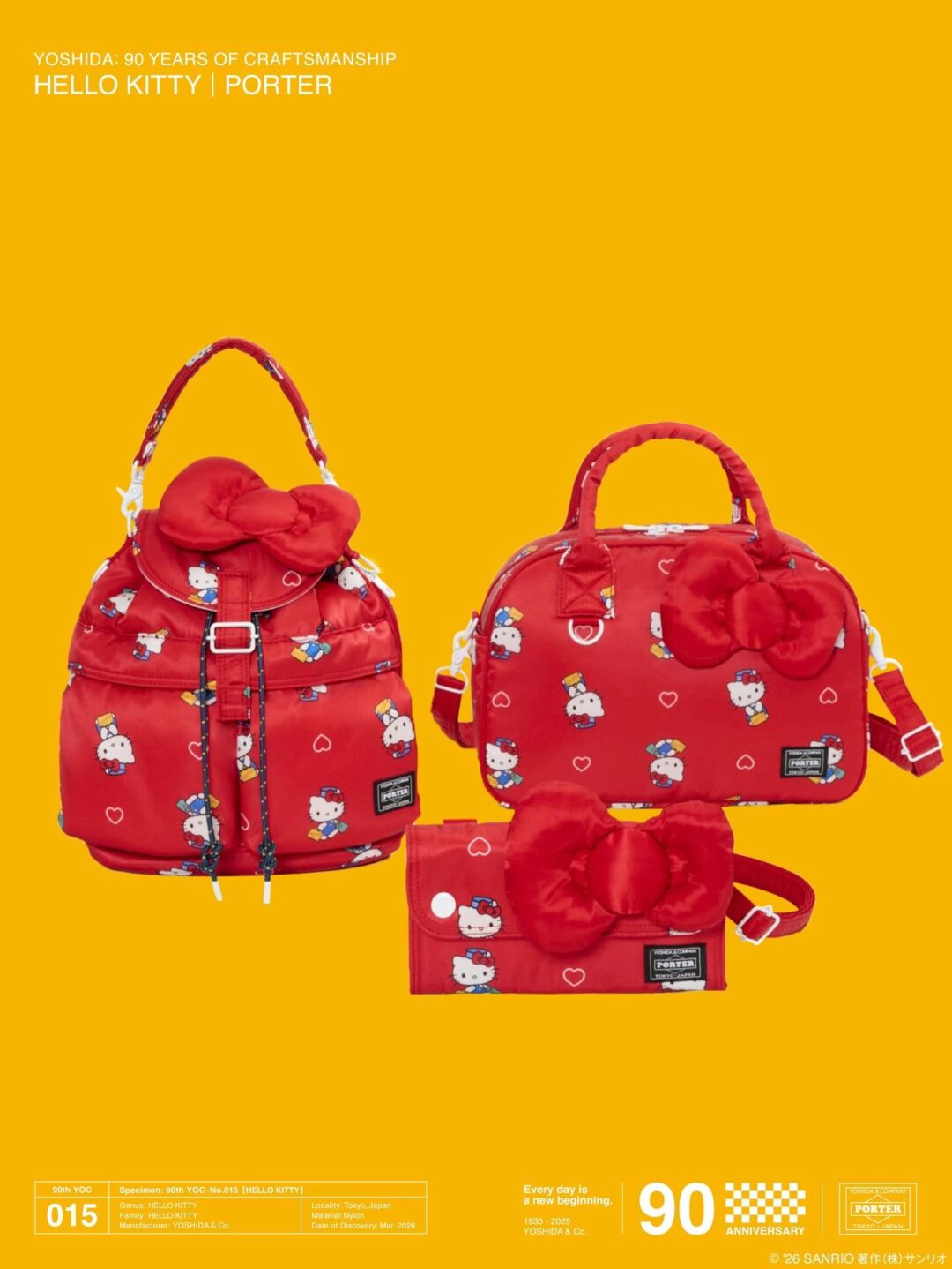 PORTER × HELLO KITTY 創業90周年記念コラボが20265年 3/28 発売 (ポーター ハローキティ YOSHIDA & Co. 90th Anniversary Project 015)