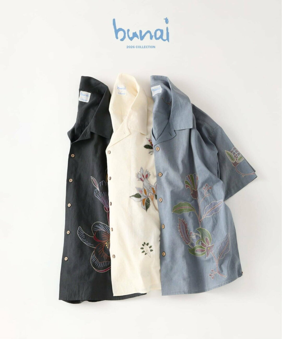 JOURNAL STANDARD relume × bunai 2026 SS 別注 “エンブロイダリー ハーフスリーブシャツ”が5月下旬 発売 (ブナイ ジャーナルスタンダード)