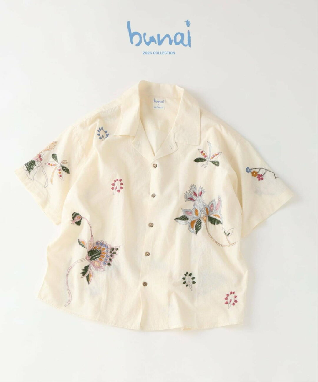 JOURNAL STANDARD relume × bunai 2026 SS 別注 “エンブロイダリー ハーフスリーブシャツ”が5月下旬 発売 (ブナイ ジャーナルスタンダード)