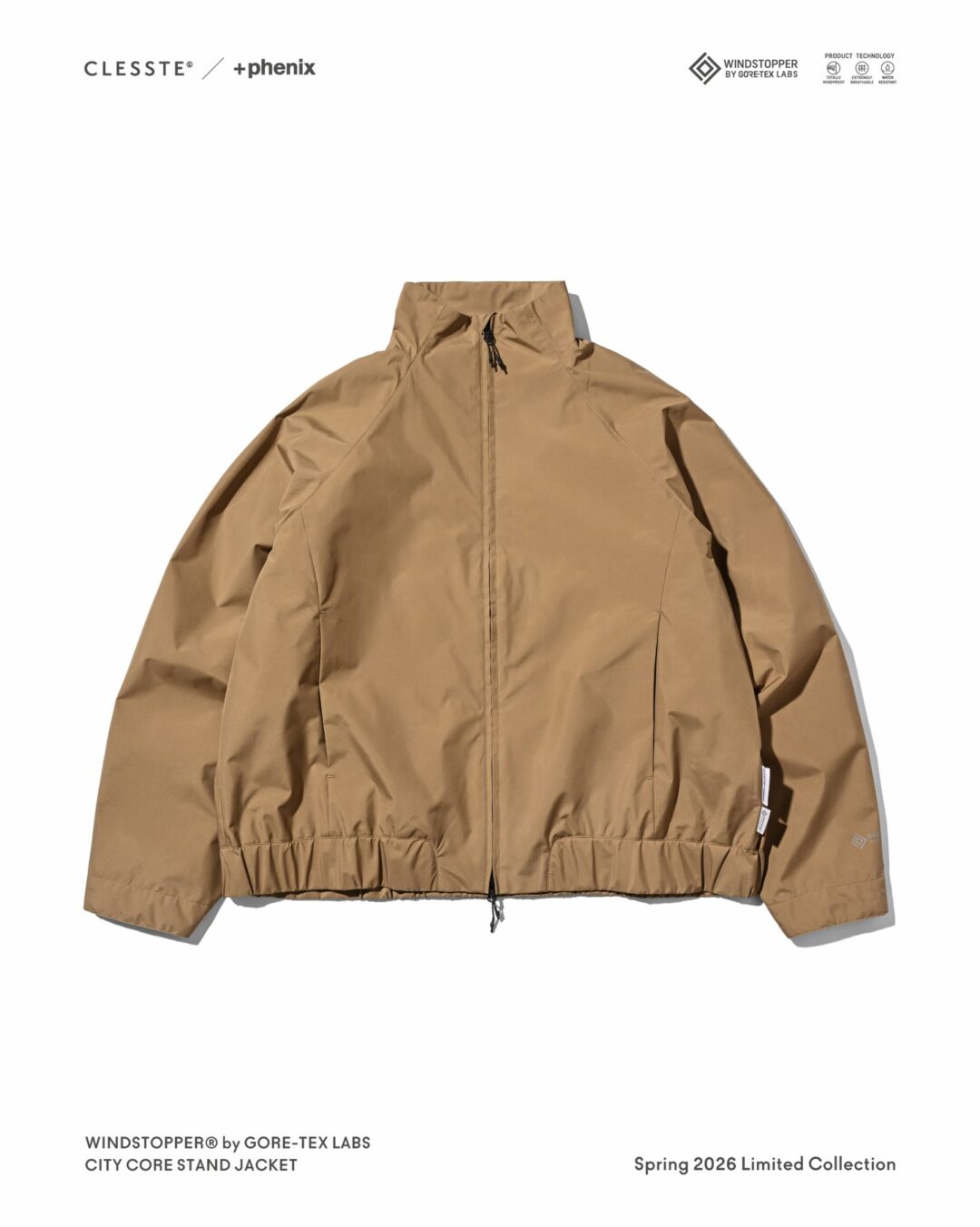CLESSTE × Plus Phenix 2026 SS 別注 “WINDSTOPPER by GORE-TEX LABS CITY CORE STAND JACKET”が4/22 発売 (クレスト プラスフェニックス ゴアテックス ウィンドストッパー ジャケット)
