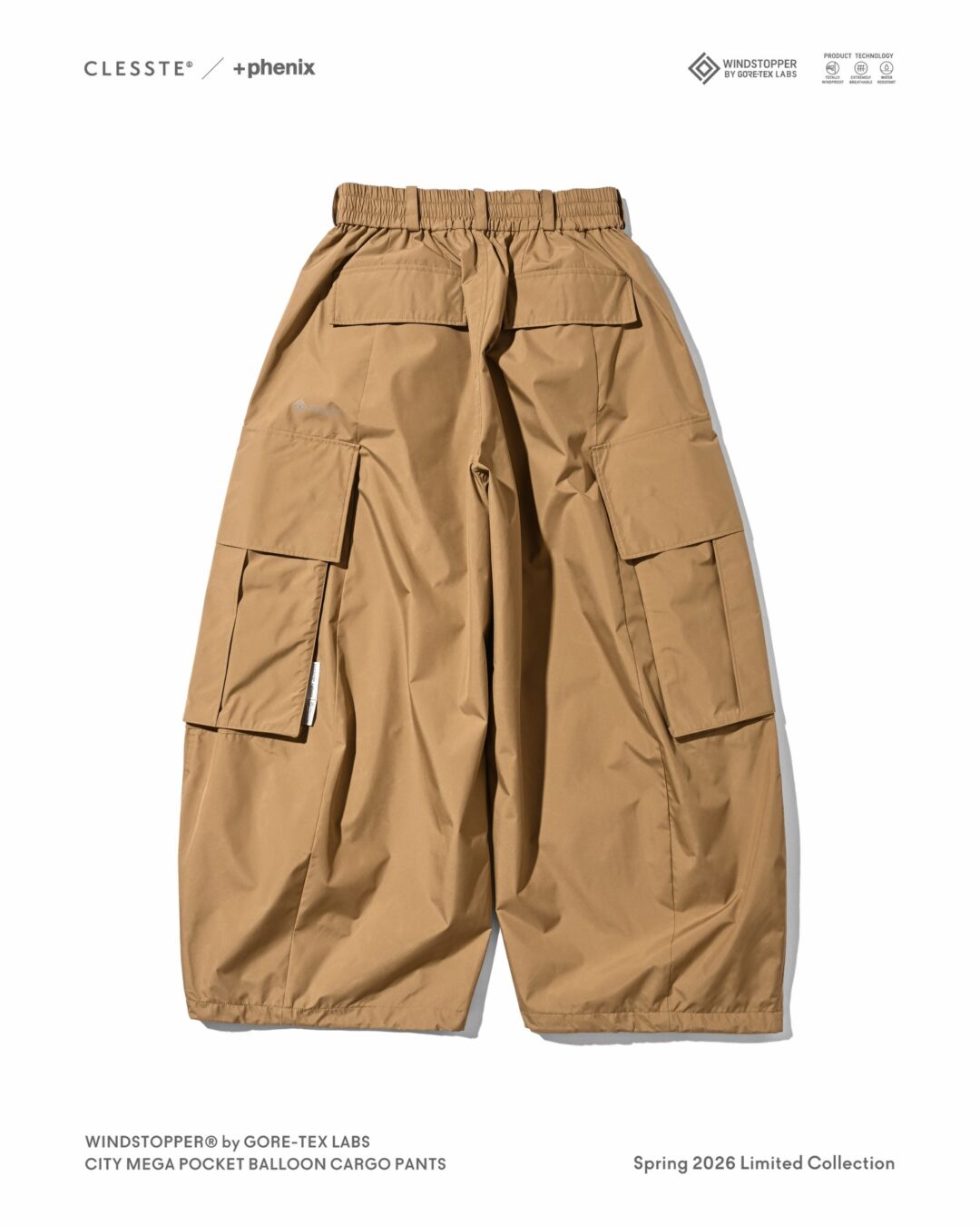 CLESSTE × Plus Phenix 2026 SS 別注 “WINDSTOPPER by GORE-TEX LABS CITY MEGA POCKET BALLOON CARGO PANTS”が4/8 発売 (クレスト プラスフェニックス ゴアテックス ウィンドストッパー パンツ)