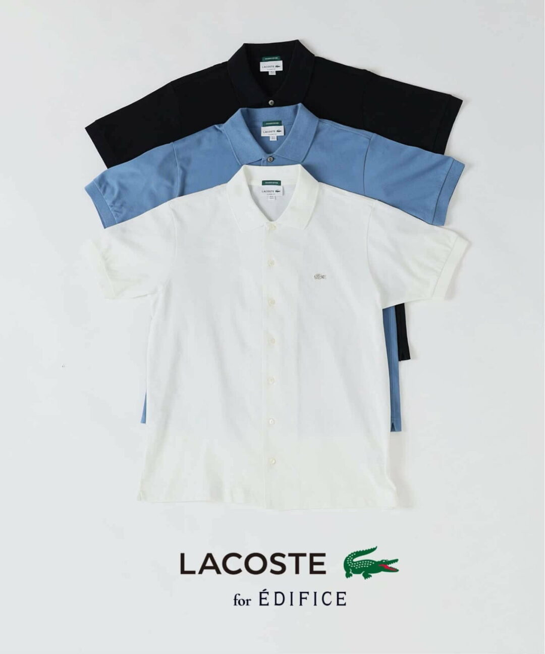 EDIFICE × LACOSTE 2026 SS 別注 “COOLMAX フルオープン 半袖ポロシャツ”が発売 (エディフィス ラコステ)