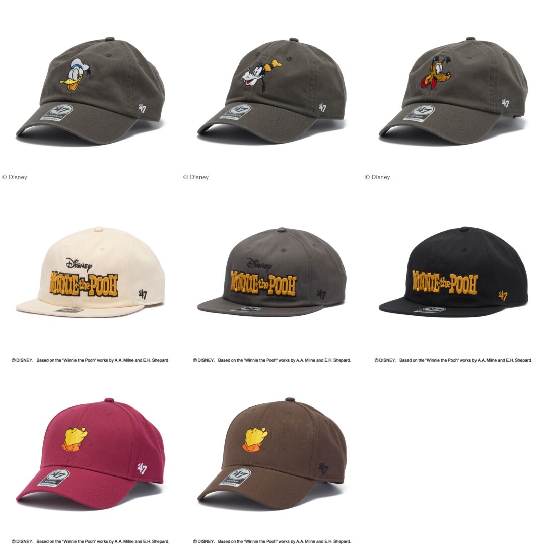 「’47 / フォーティーセブン」2026年ディズニーデザインコレクション「ミッキー＆フレンズ」「くまのプーさん」のキャップが5月発売 (Disney)