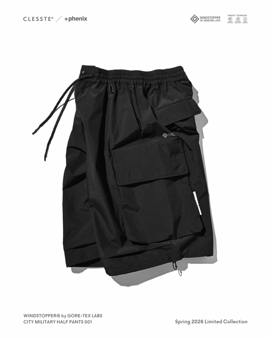 CLESSTE × Plus Phenix 2026 SS 別注 “WINDSTOPPER by GORE-TEX LABS CITY MILITARY HALF PANTS 001”が4/15 発売 (クレスト プラスフェニックス ゴアテックス ウィンドストッパー パンツ)