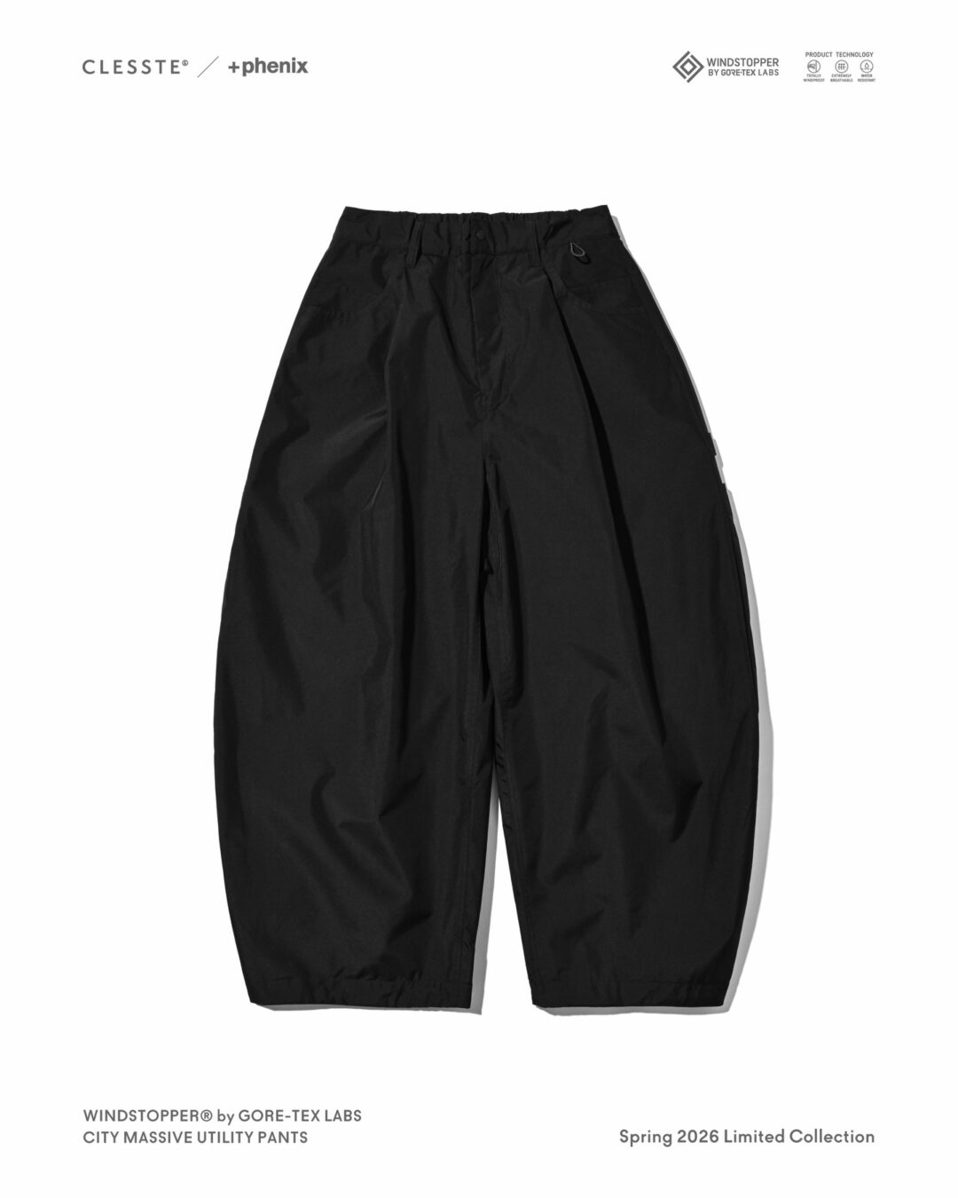 CLESSTE × Plus Phenix 2026 SS 別注 “WINDSTOPPER by GORE-TEX LABS CITY MASSIVE UTILITY PANTS”が4/22 発売 (クレスト プラスフェニックス ゴアテックス ウィンドストッパー パンツ)