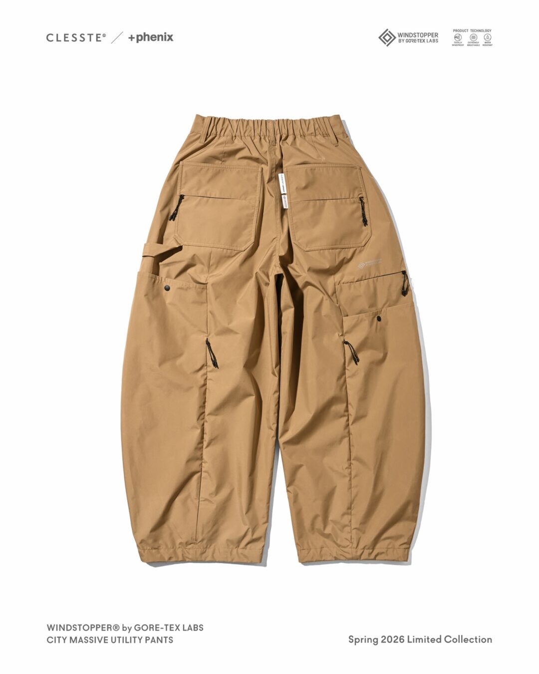CLESSTE × Plus Phenix 2026 SS 別注 “WINDSTOPPER by GORE-TEX LABS CITY MASSIVE UTILITY PANTS”が4/22 発売 (クレスト プラスフェニックス ゴアテックス ウィンドストッパー パンツ)