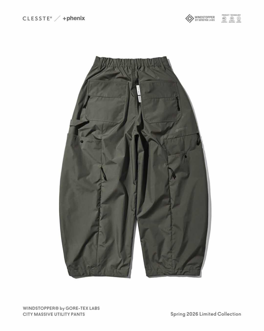 CLESSTE × Plus Phenix 2026 SS 別注 “WINDSTOPPER by GORE-TEX LABS CITY MASSIVE UTILITY PANTS”が4/22 発売 (クレスト プラスフェニックス ゴアテックス ウィンドストッパー パンツ)