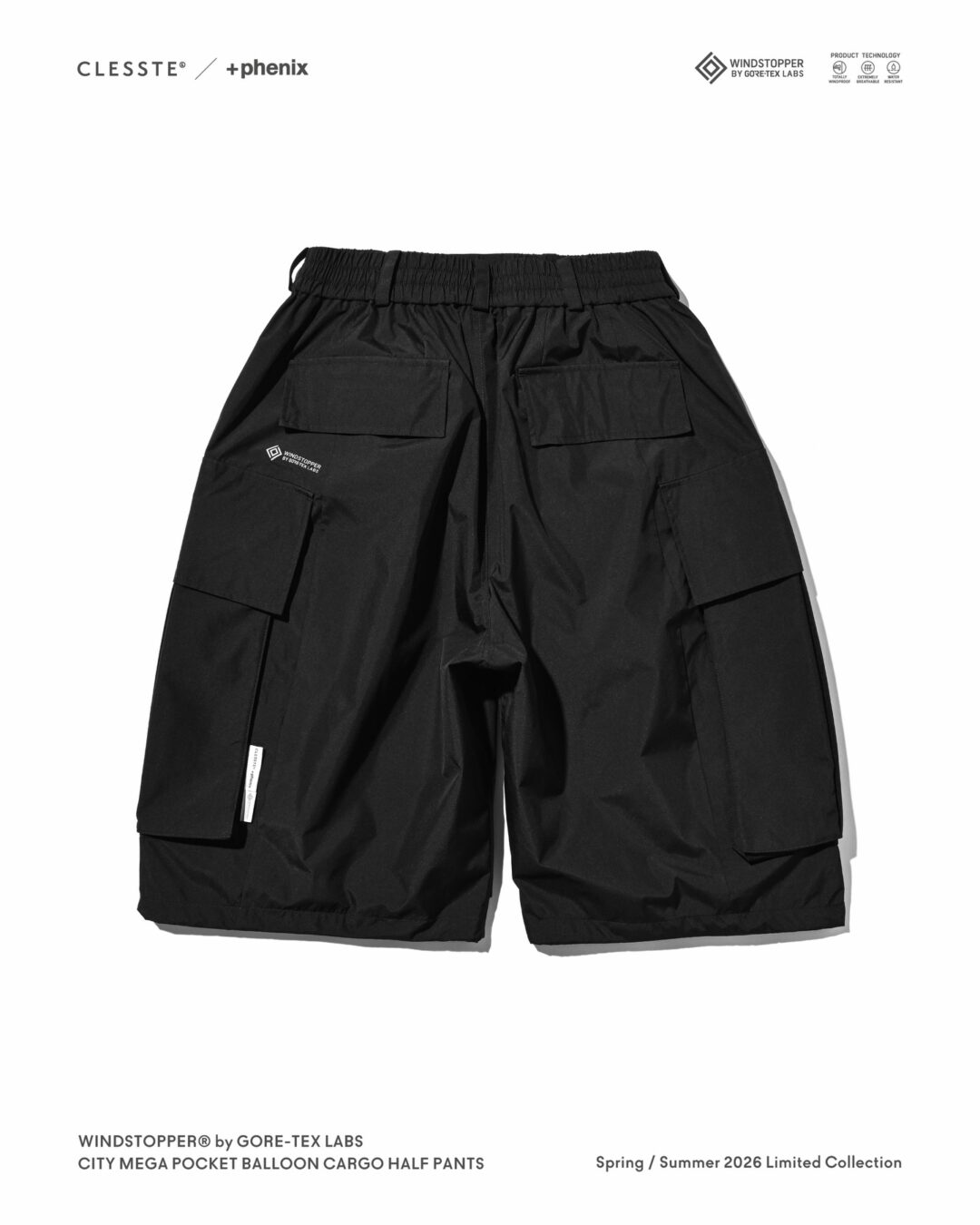 CLESSTE × Plus Phenix 2026 SS 別注 “WINDSTOPPER by GORE-TEX LABS CITY MEGA POCKET BALLOON CARGO HALF PANTS”が5/6 発売 (クレスト プラスフェニックス ゴアテックス ウィンドストッパー パンツ)