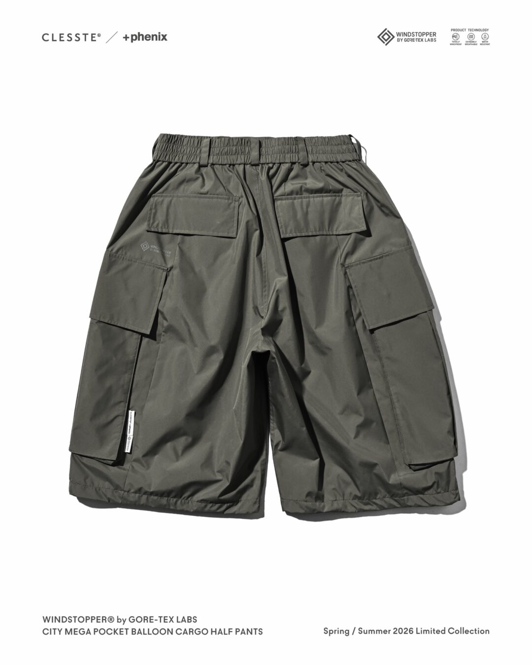 CLESSTE × Plus Phenix 2026 SS 別注 “WINDSTOPPER by GORE-TEX LABS CITY MEGA POCKET BALLOON CARGO HALF PANTS”が5/6 発売 (クレスト プラスフェニックス ゴアテックス ウィンドストッパー パンツ)