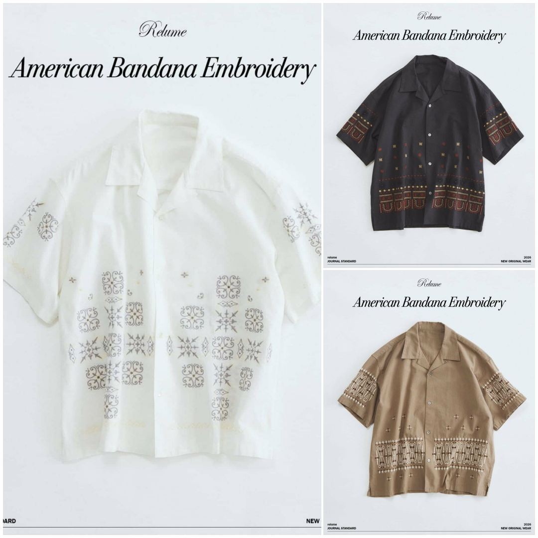 JOURNAL STANDARD relume 2026 SS "アメリカン バンダナ 刺繍 オープンカラー 半袖シャツ"が6月中旬 発売 (ジャーナルスタンダード)