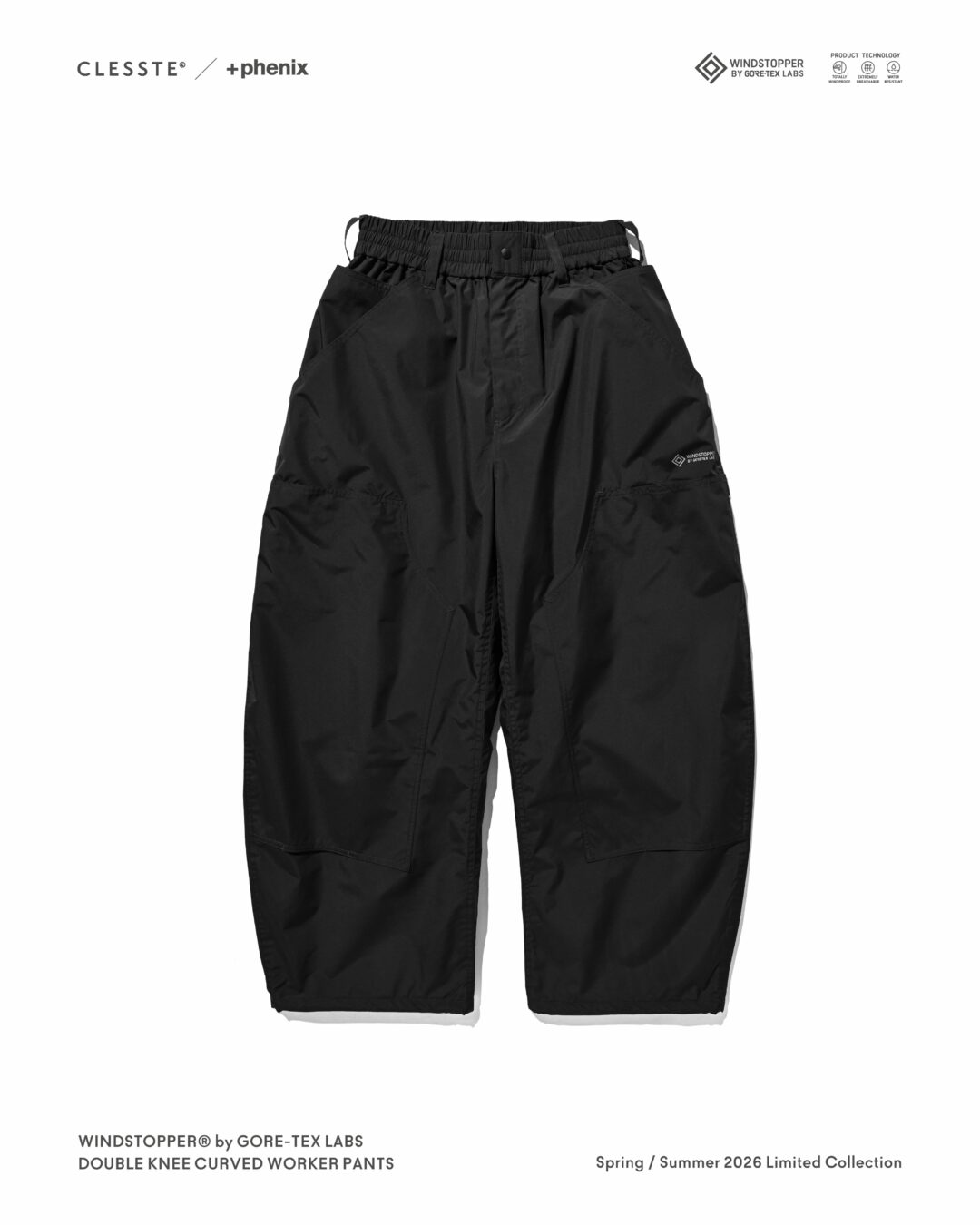 CLESSTE × Plus Phenix 2026 SS 別注 “WINDSTOPPER by GORE-TEX LABS DOUBLE KNEE CURVED WORKER PANTS”が5/27 発売 (クレスト プラスフェニックス ゴアテックス ウィンドストッパー パンツ)
