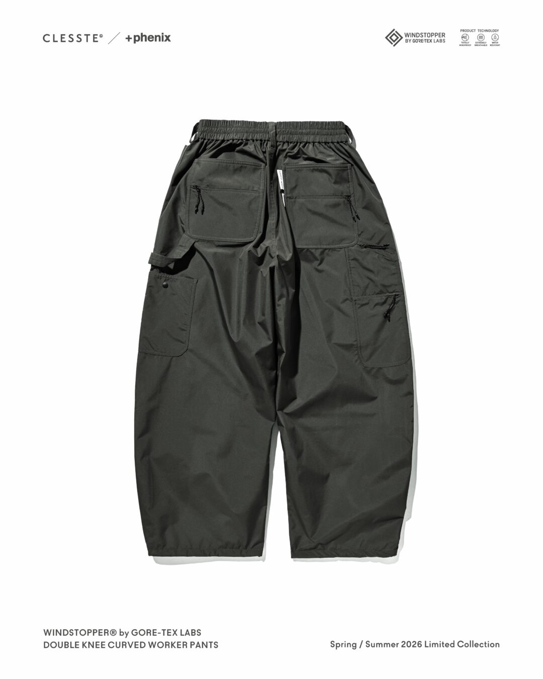 CLESSTE × Plus Phenix 2026 SS 別注 “WINDSTOPPER by GORE-TEX LABS DOUBLE KNEE CURVED WORKER PANTS”が5/27 発売 (クレスト プラスフェニックス ゴアテックス ウィンドストッパー パンツ)