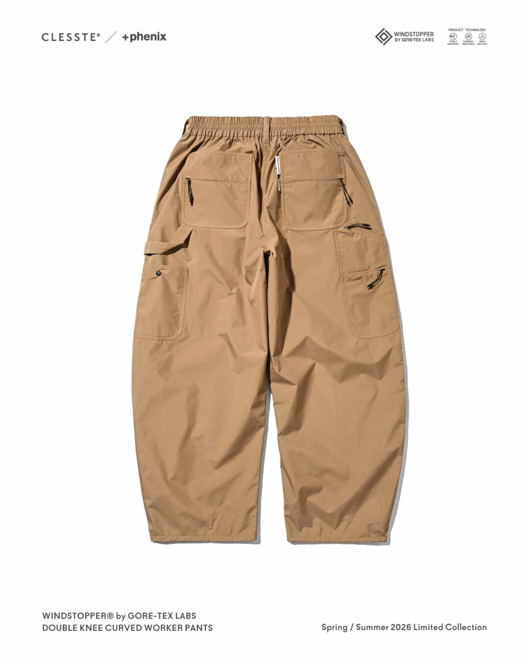 CLESSTE × Plus Phenix 2026 SS 別注 “WINDSTOPPER by GORE-TEX LABS DOUBLE KNEE CURVED WORKER PANTS”が5/27 発売 (クレスト プラスフェニックス ゴアテックス ウィンドストッパー パンツ)