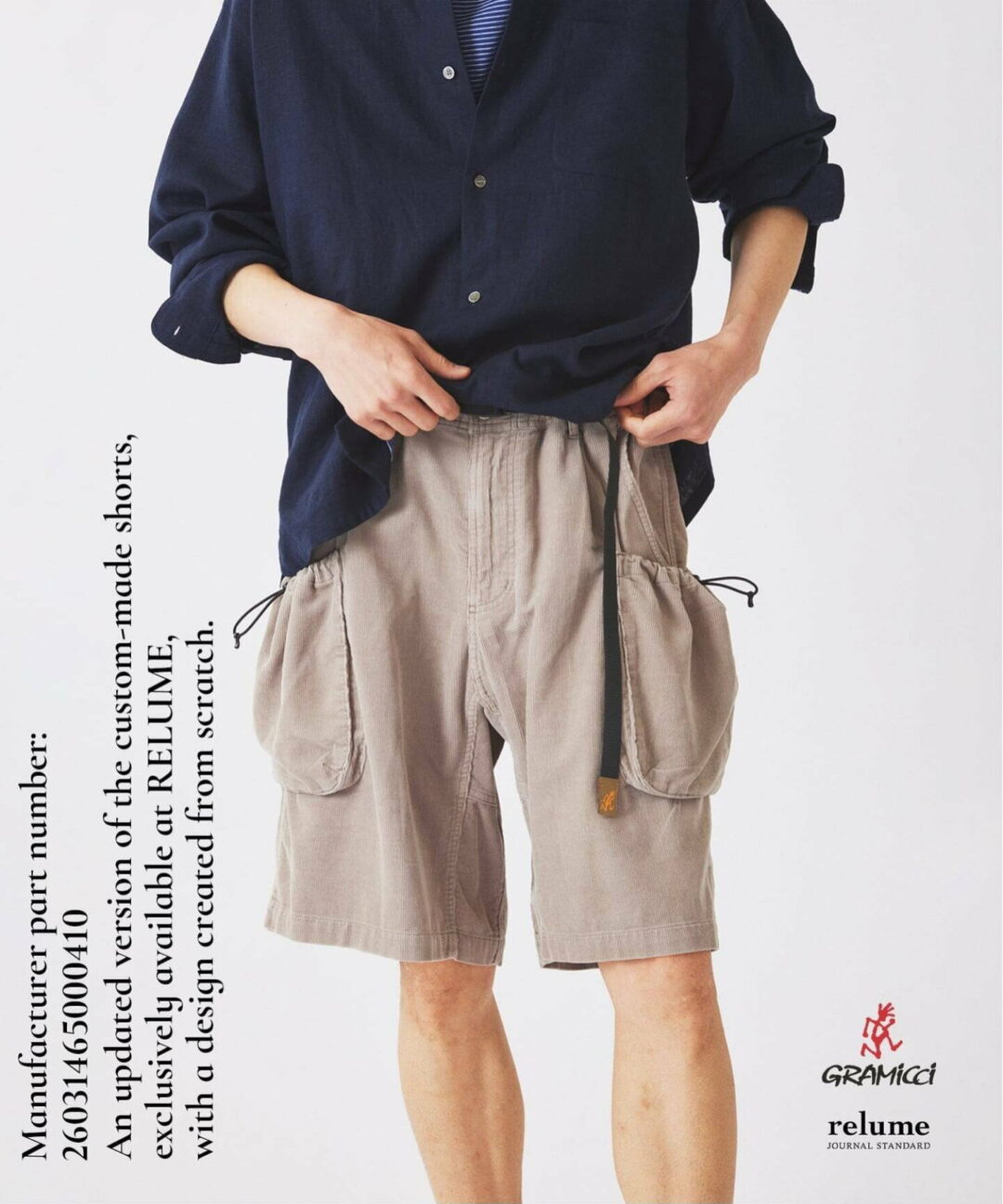 JOURNAL STANDARD relume × Gramicci 2026 SS 別注 “サマーコーデュロイ カーゴ ショーツ”が6月下旬 発売 (ジャーナルスタンダード グラミチ)