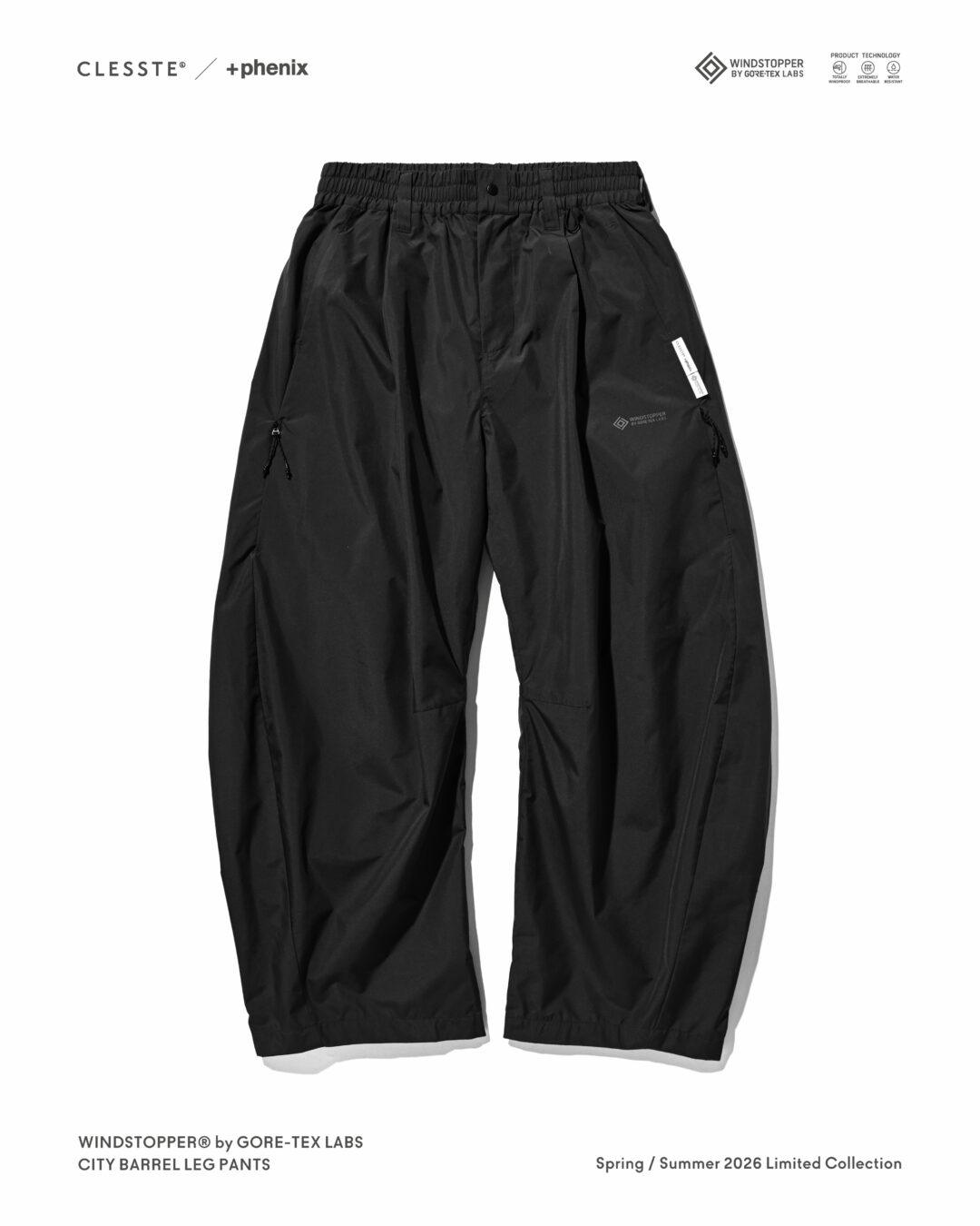 CLESSTE × Plus Phenix 2026 SS 別注 “WINDSTOPPER by GORE-TEX LABS CITY BARREL LEG PANTS”が6/20 発売 (クレスト プラスフェニックス ゴアテックス ウィンドストッパー パンツ)