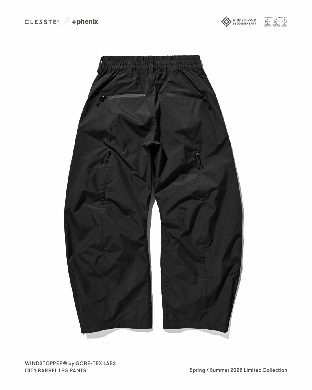 CLESSTE × Plus Phenix 2026 SS 別注 “WINDSTOPPER by GORE-TEX LABS CITY BARREL LEG PANTS”が6/20 発売 (クレスト プラスフェニックス ゴアテックス ウィンドストッパー パンツ)