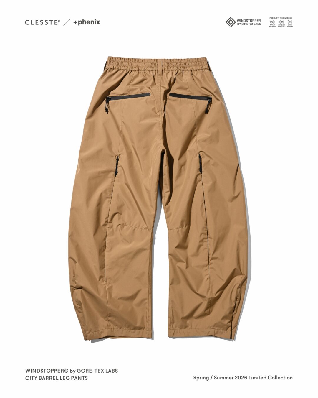 CLESSTE × Plus Phenix 2026 SS 別注 “WINDSTOPPER by GORE-TEX LABS CITY BARREL LEG PANTS”が6/20 発売 (クレスト プラスフェニックス ゴアテックス ウィンドストッパー パンツ)