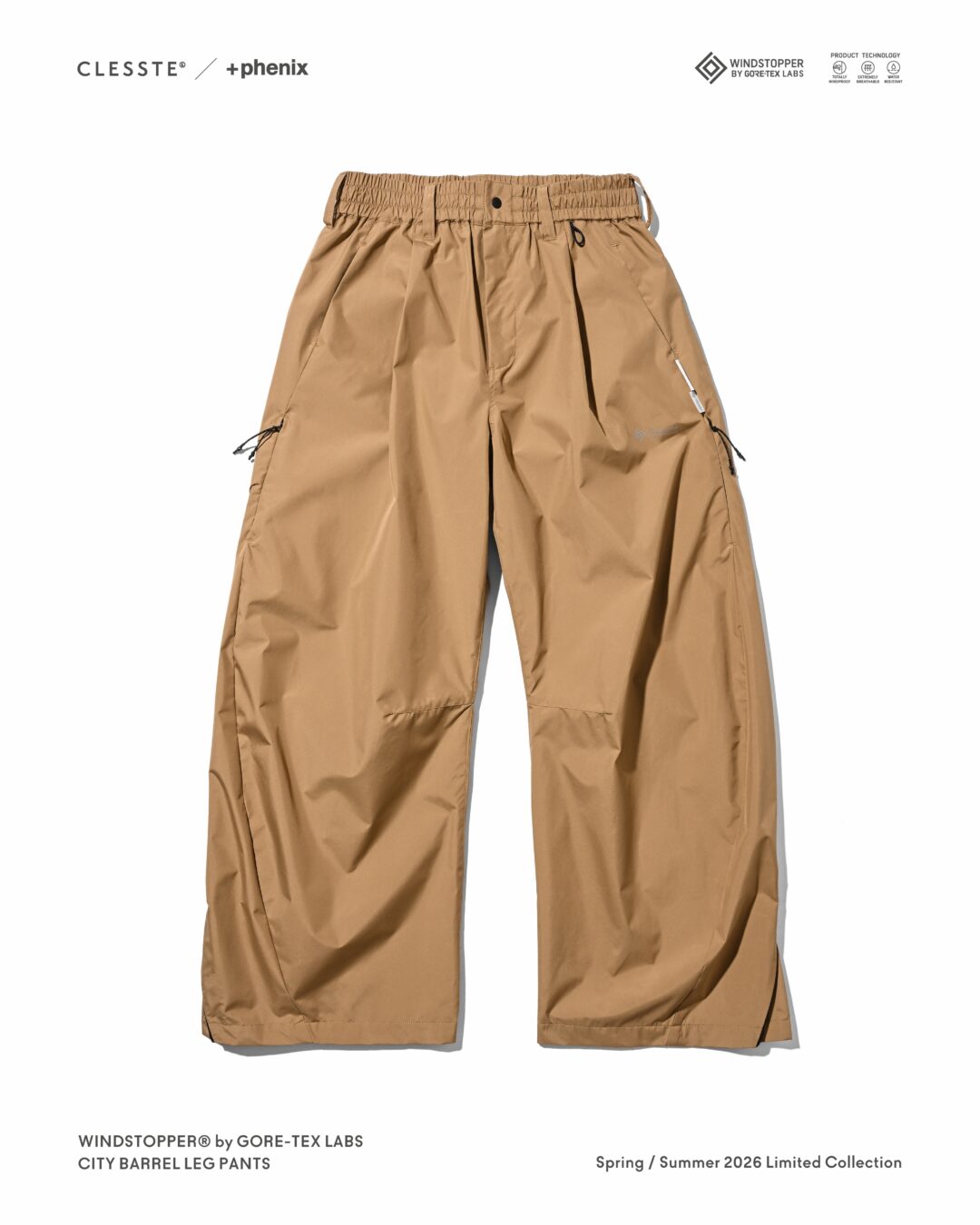 CLESSTE × Plus Phenix 2026 SS 別注 “WINDSTOPPER by GORE-TEX LABS CITY BARREL LEG PANTS”が6/20 発売 (クレスト プラスフェニックス ゴアテックス ウィンドストッパー パンツ)