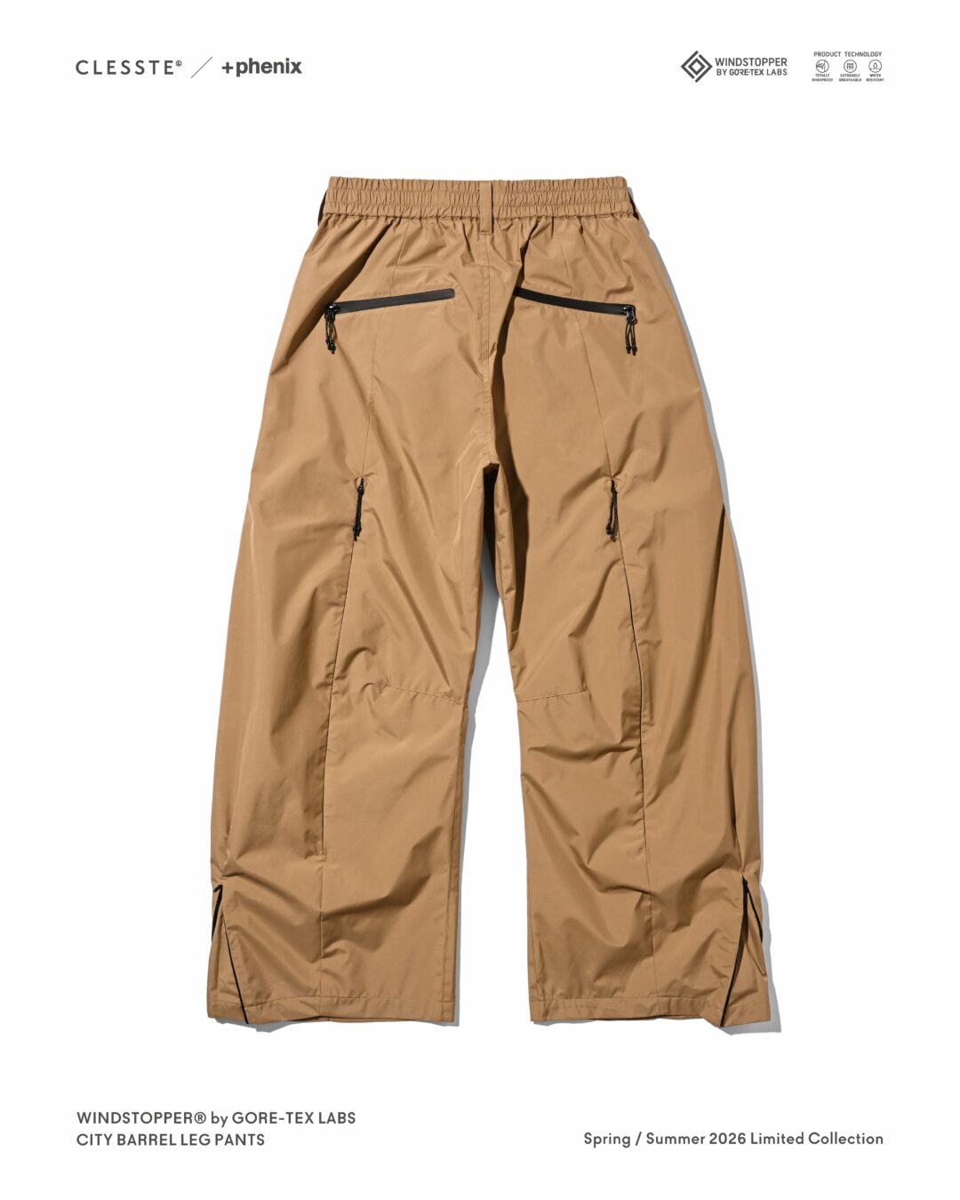 CLESSTE × Plus Phenix 2026 SS 別注 “WINDSTOPPER by GORE-TEX LABS CITY BARREL LEG PANTS”が6/20 発売 (クレスト プラスフェニックス ゴアテックス ウィンドストッパー パンツ)