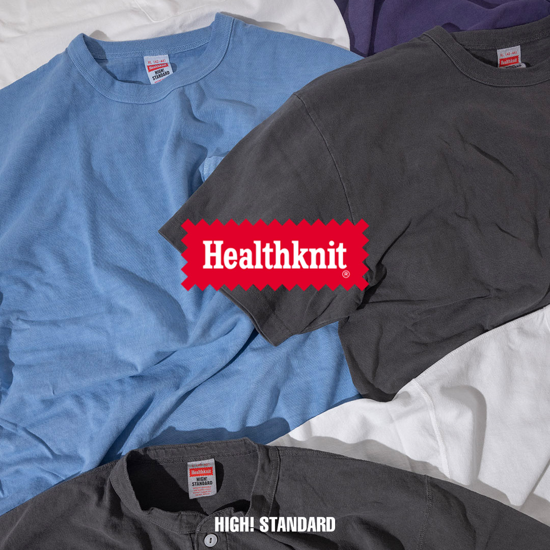 Healthknit × HIGH! STANDARD 別注 日本製ボディを採用したピグメント染めポケットTee & ヘンリーネックTeeが発売 (ヘルスニット ハイ スタンダード)