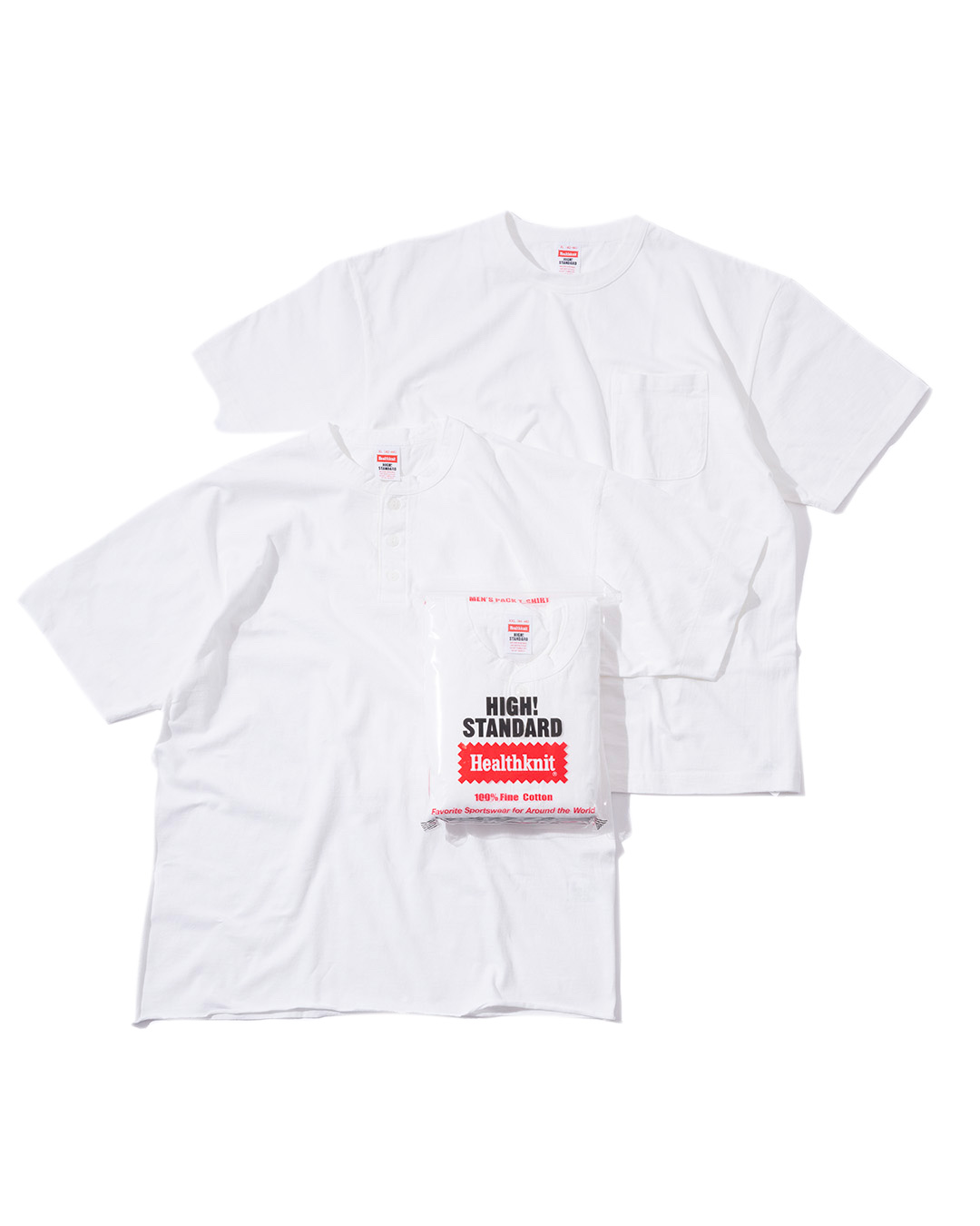 Healthknit × HIGH! STANDARD 別注 日本製ボディを採用したピグメント染めポケットTee & ヘンリーネックTeeが発売 (ヘルスニット ハイ スタンダード)