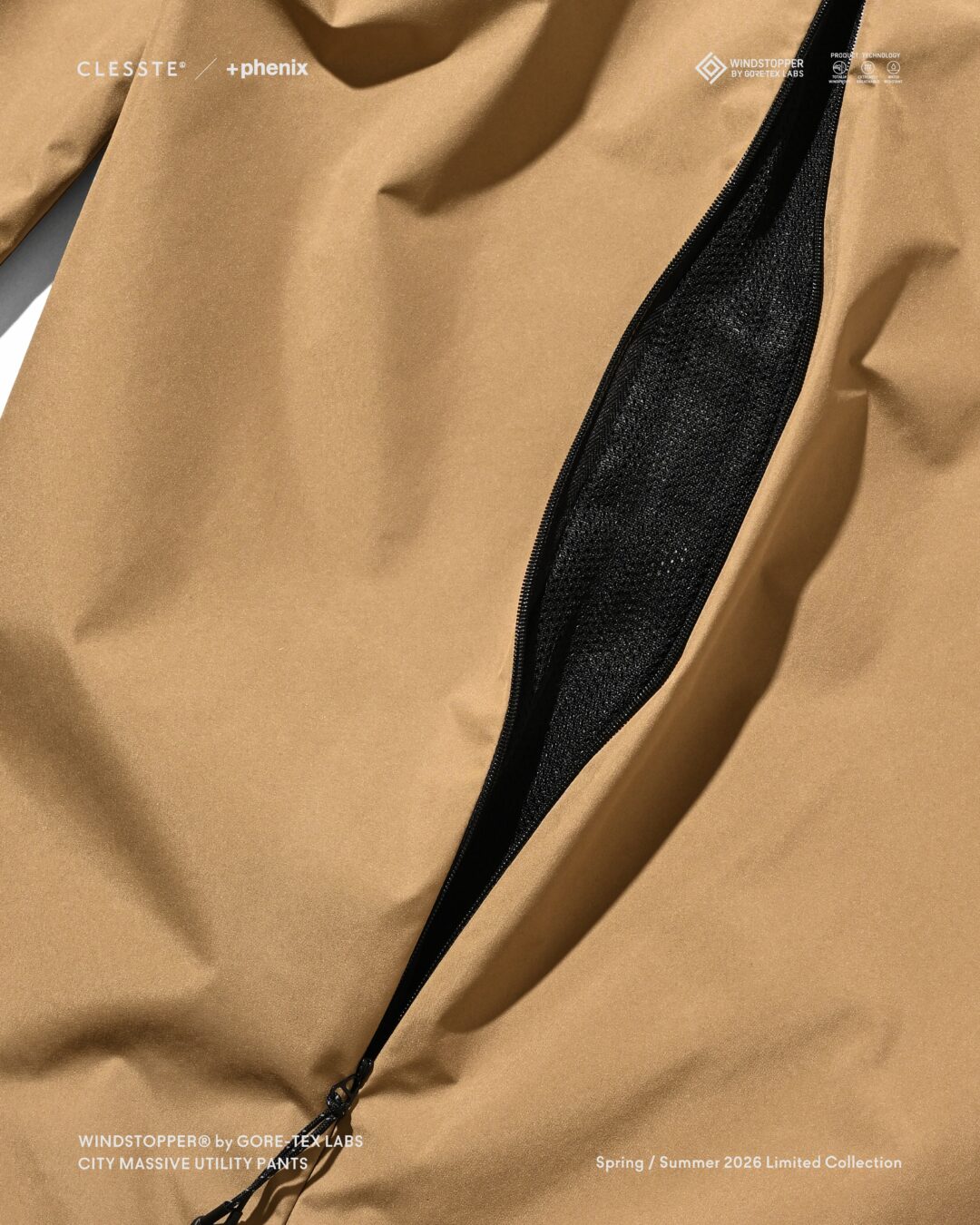 CLESSTE × Plus Phenix 2026 SS 別注 “WINDSTOPPER by GORE-TEX LABS CITY MASSIVE UTILITY PANTS”が6/10 発売 (クレスト プラスフェニックス ゴアテックス ウィンドストッパー パンツ)