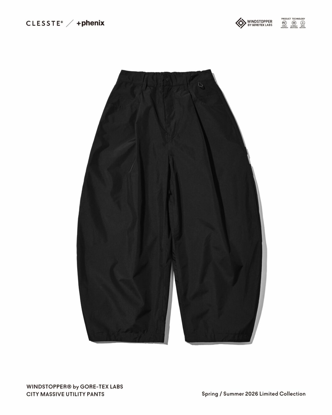 CLESSTE × Plus Phenix 2026 SS 別注 “WINDSTOPPER by GORE-TEX LABS CITY MASSIVE UTILITY PANTS”が6/10 発売 (クレスト プラスフェニックス ゴアテックス ウィンドストッパー パンツ)
