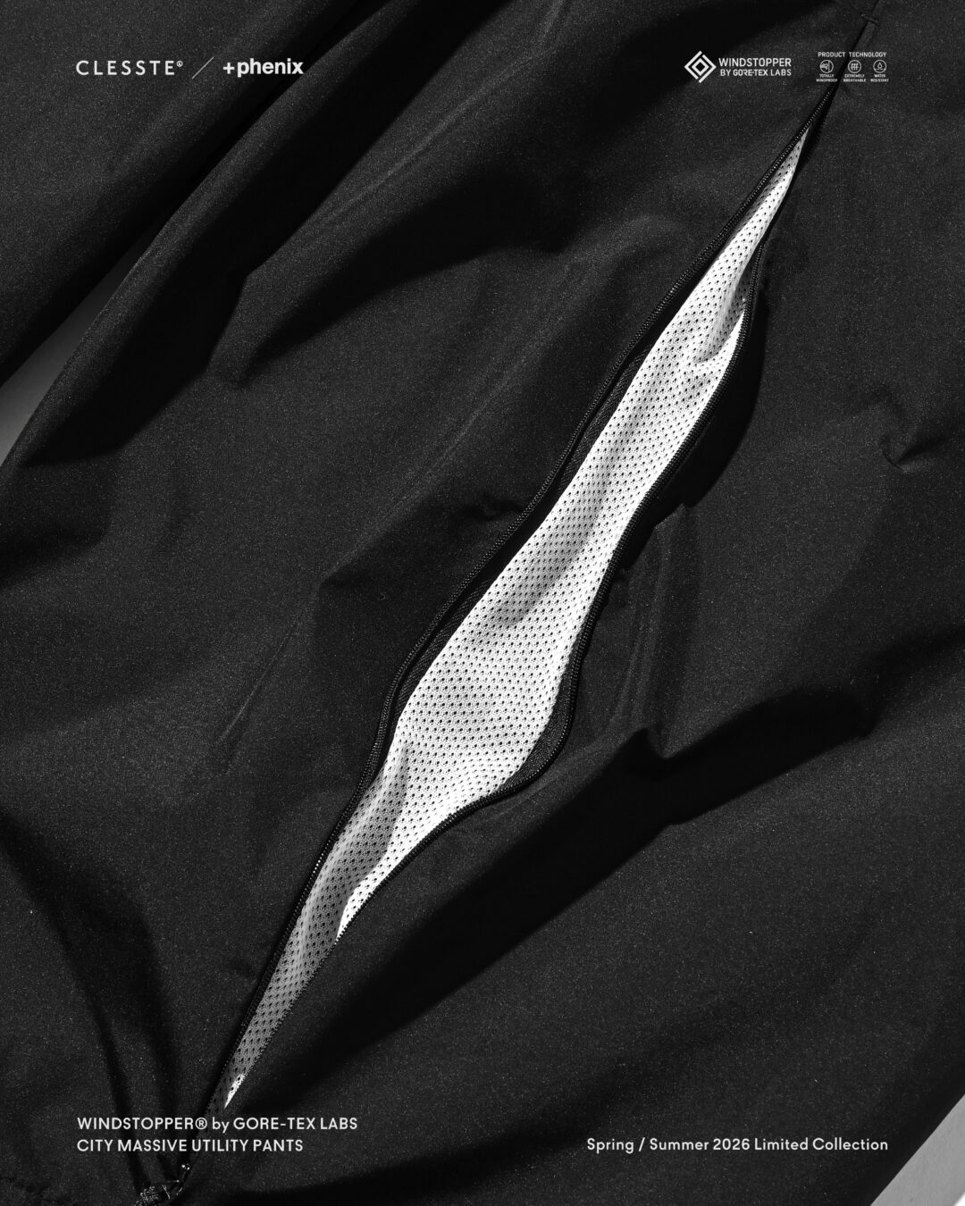 CLESSTE × Plus Phenix 2026 SS 別注 “WINDSTOPPER by GORE-TEX LABS CITY MASSIVE UTILITY PANTS”が6/10 発売 (クレスト プラスフェニックス ゴアテックス ウィンドストッパー パンツ)