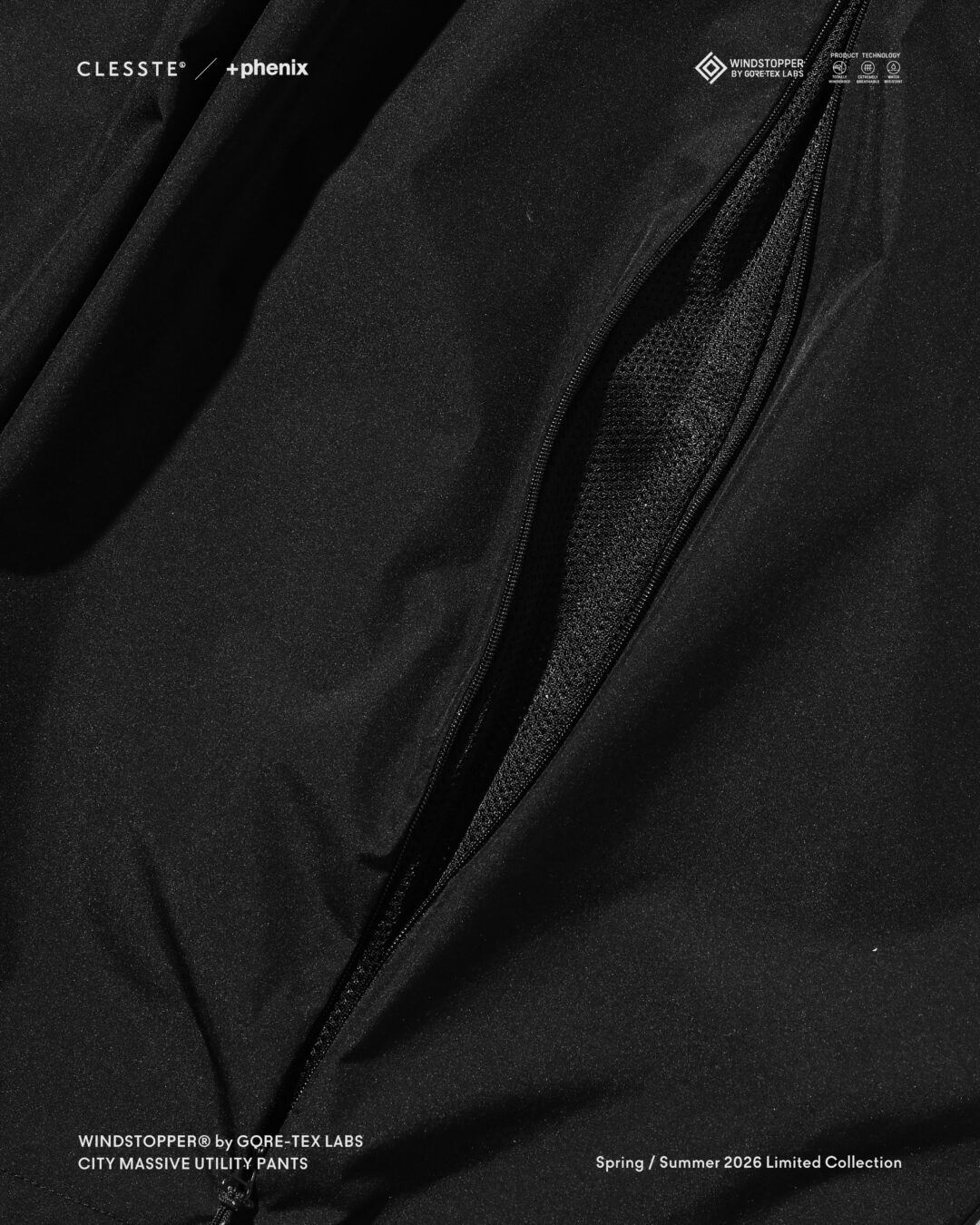 CLESSTE × Plus Phenix 2026 SS 別注 “WINDSTOPPER by GORE-TEX LABS CITY MASSIVE UTILITY PANTS”が6/10 発売 (クレスト プラスフェニックス ゴアテックス ウィンドストッパー パンツ)