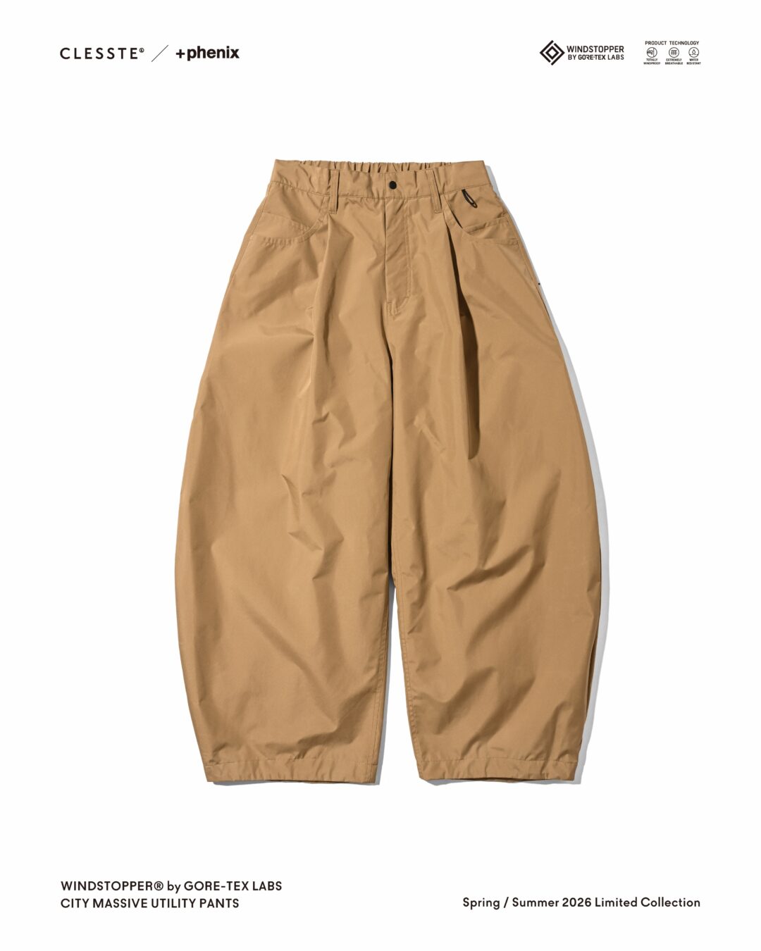 CLESSTE × Plus Phenix 2026 SS 別注 “WINDSTOPPER by GORE-TEX LABS CITY MASSIVE UTILITY PANTS”が6/10 発売 (クレスト プラスフェニックス ゴアテックス ウィンドストッパー パンツ)