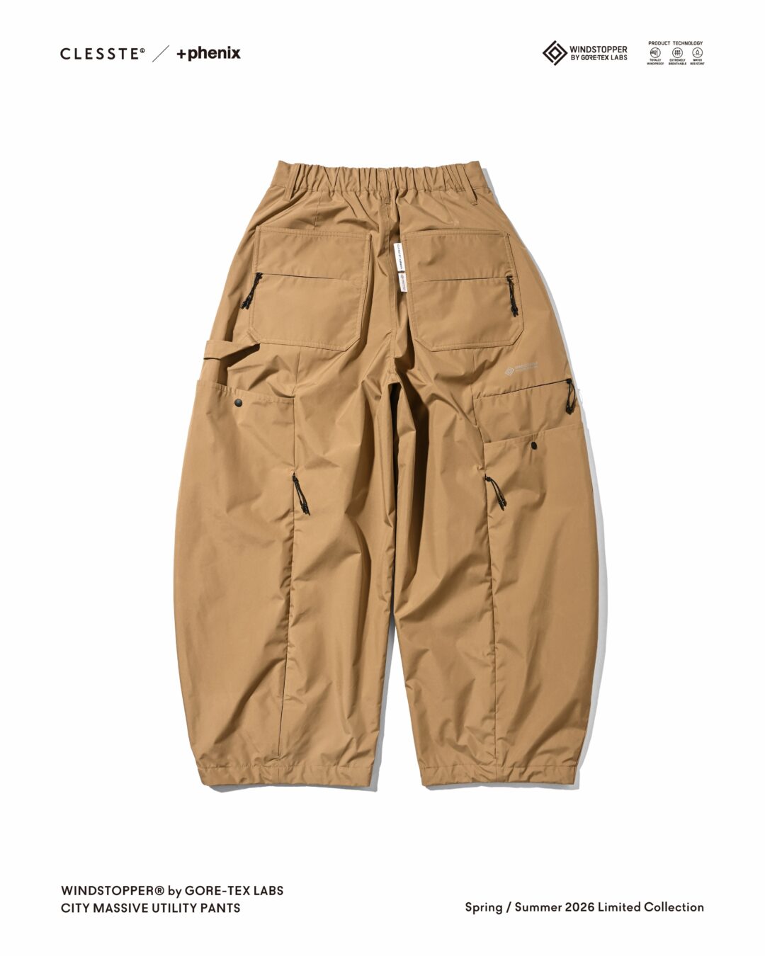 CLESSTE × Plus Phenix 2026 SS 別注 “WINDSTOPPER by GORE-TEX LABS CITY MASSIVE UTILITY PANTS”が6/10 発売 (クレスト プラスフェニックス ゴアテックス ウィンドストッパー パンツ)
