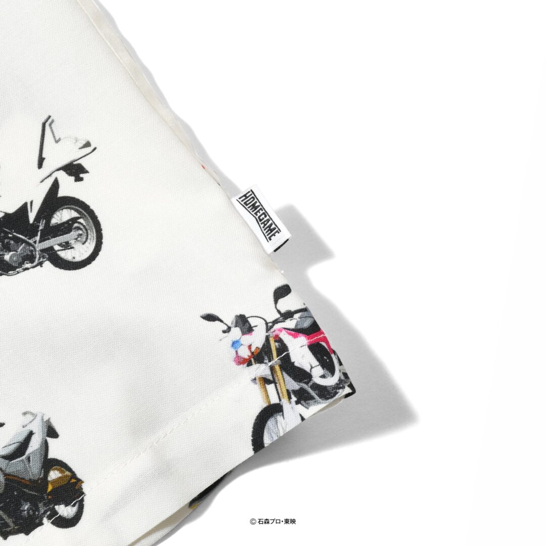 HOMEGAME × 昭和平成仮面ライダーたちの愛車をリピートパターンとして落とし込んだ開衿シャツが2026年 6/5 20:00～6/28 23:59 受注販売 (ホームゲーム Kamen Rider)