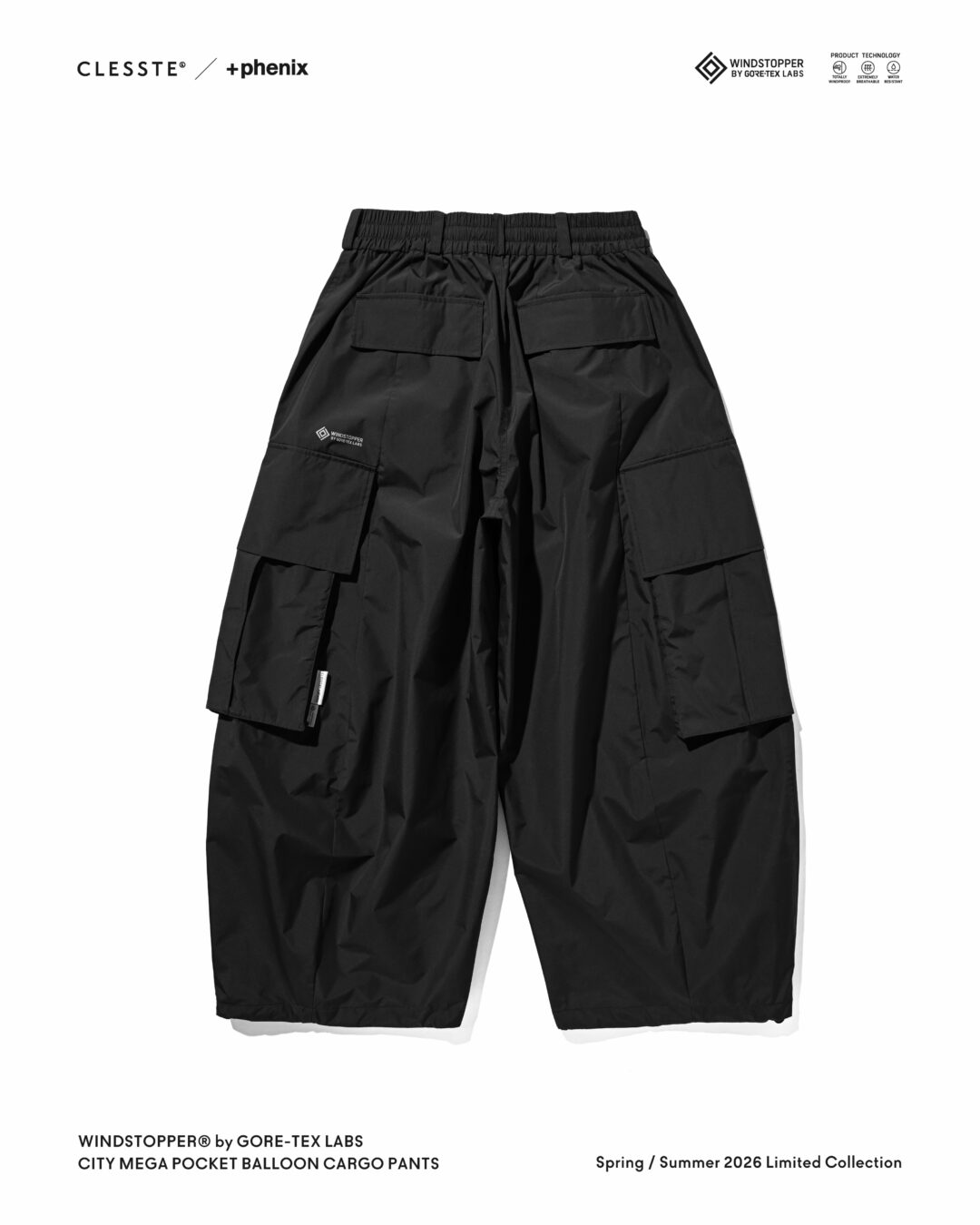 CLESSTE × Plus Phenix 2026 SS 別注 “WINDSTOPPER by GORE-TEX LABS CITY MEGA POCKET BALLOON CARGO PANTS”が7/1 発売 (クレスト プラスフェニックス ゴアテックス ウィンドストッパー パンツ)